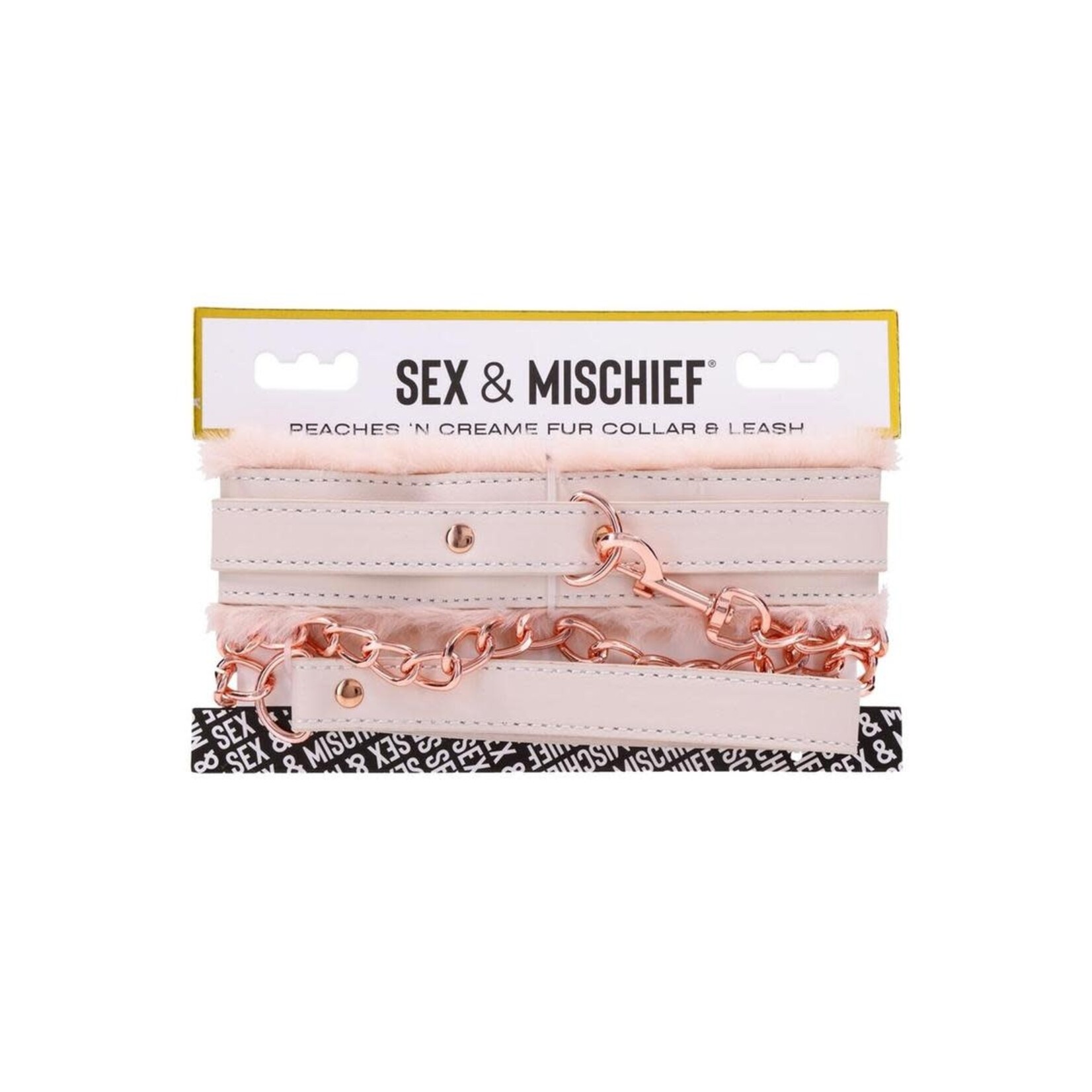 Sex & Mischief Peaches ‘n CreaMe Fur Collar & Leash - Ivory/Rose Gold