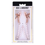 Sex & Mischief Peaches 'n CreaMe Pearl Nipple Clamps - Ivory/Rose Gold