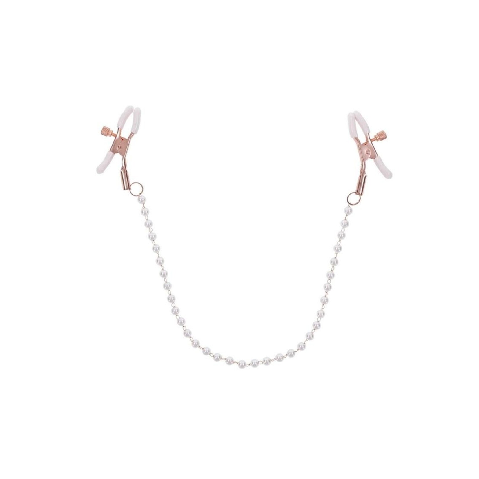 Sex & Mischief Peaches 'n CreaMe Pearl Nipple Clamps - Ivory/Rose Gold