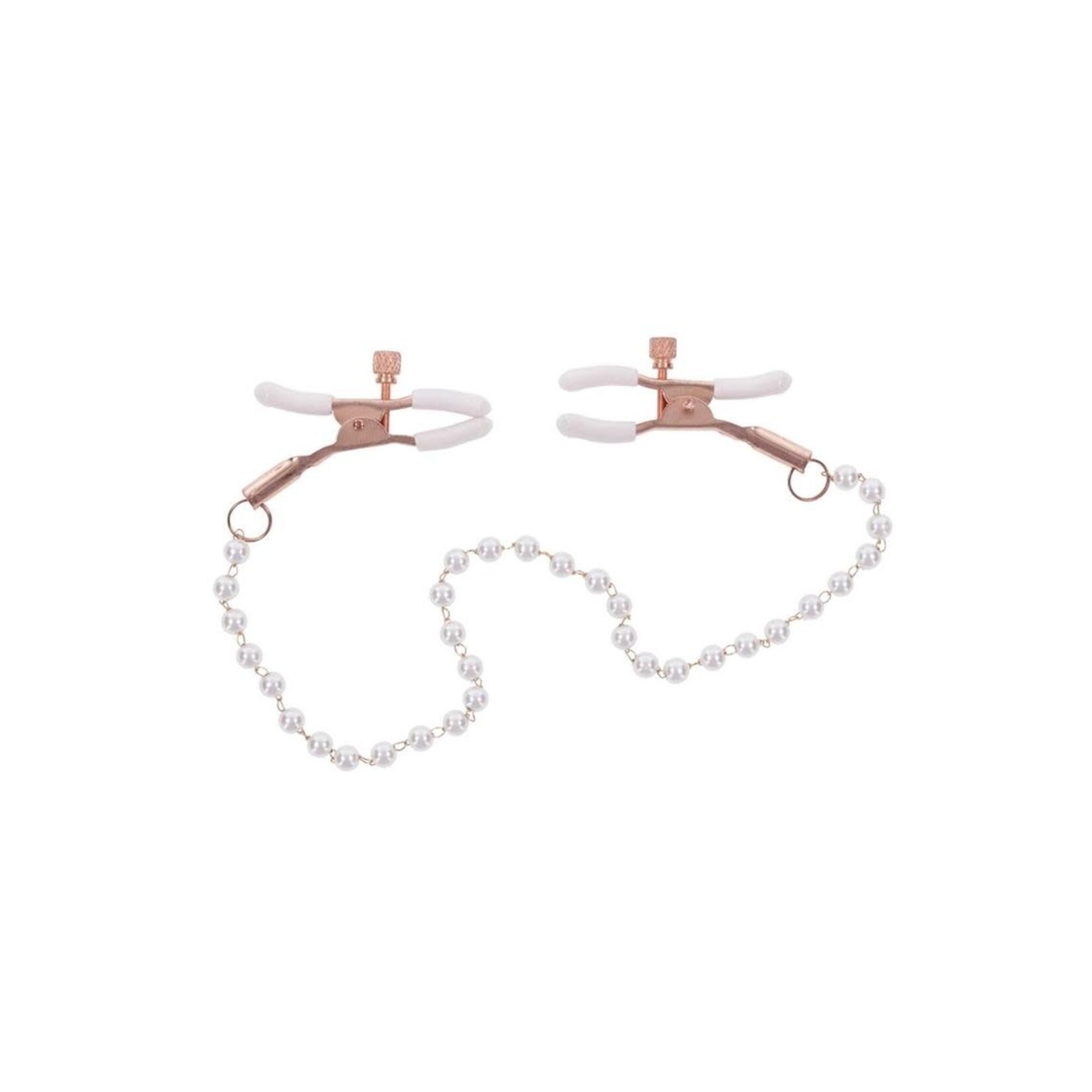 Sex & Mischief Peaches 'n CreaMe Pearl Nipple Clamps - Ivory/Rose Gold