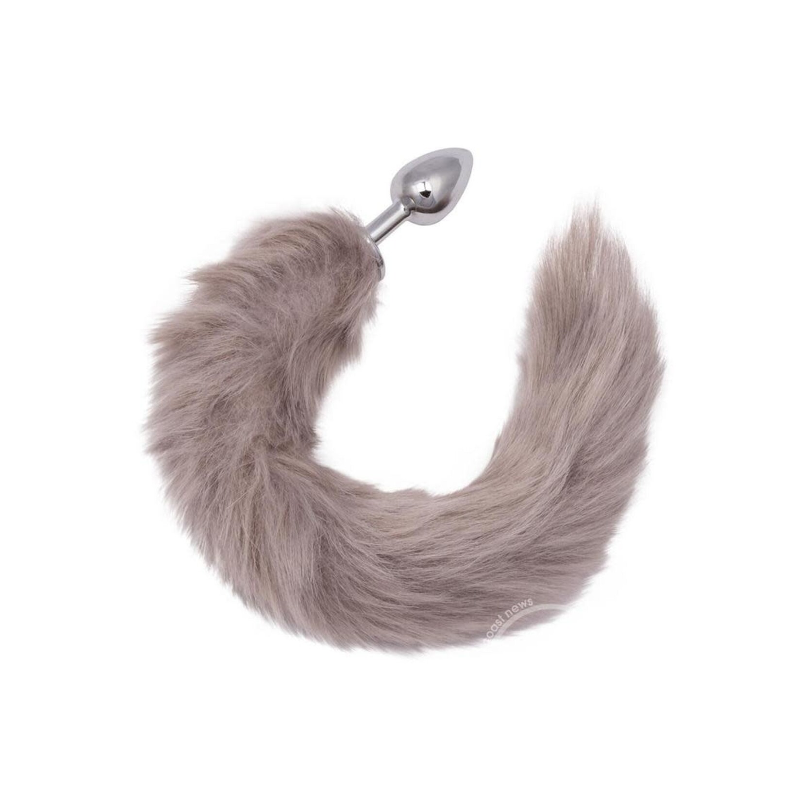 Running Wild Grey Tail Faux Fur Tail and Metallic Anal Plug - Grey