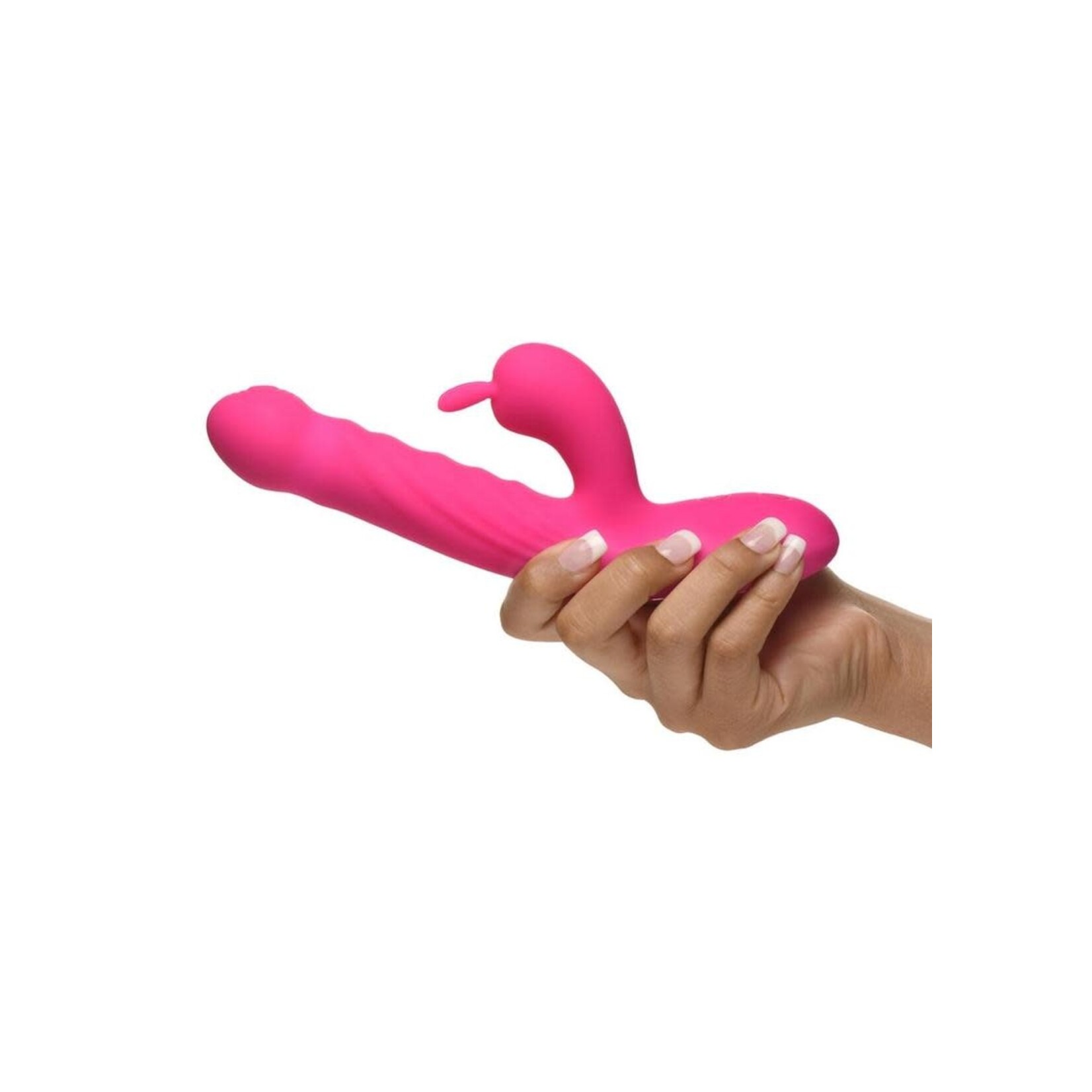 Bang! Thrusting & Vibrating Rechargeable Silicone Rabbit Vibrator - Pink