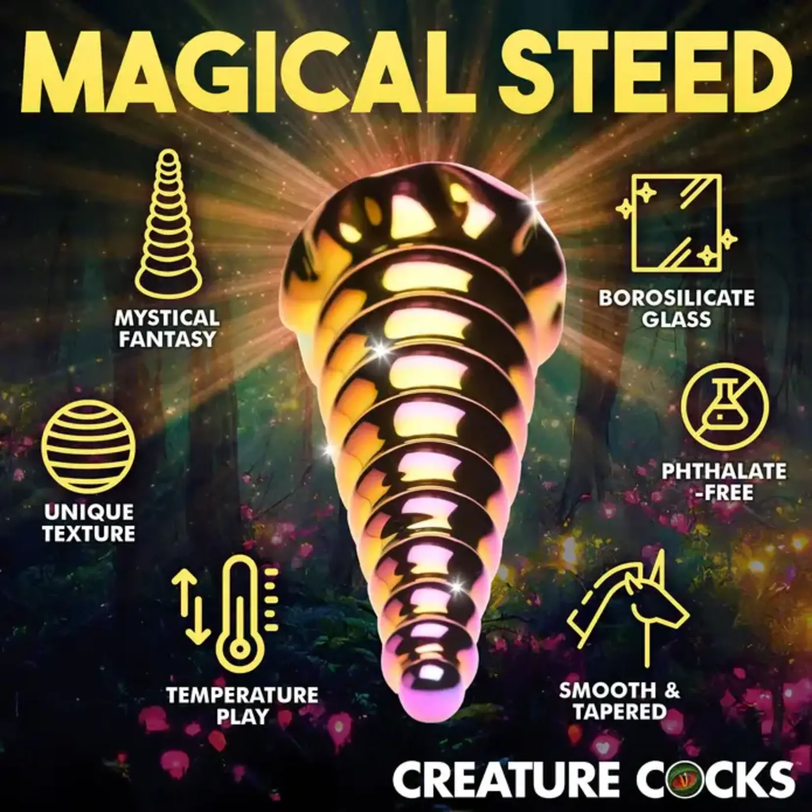 Creature Cocks Twilight Rainbow Glass Dildo - Multicolor