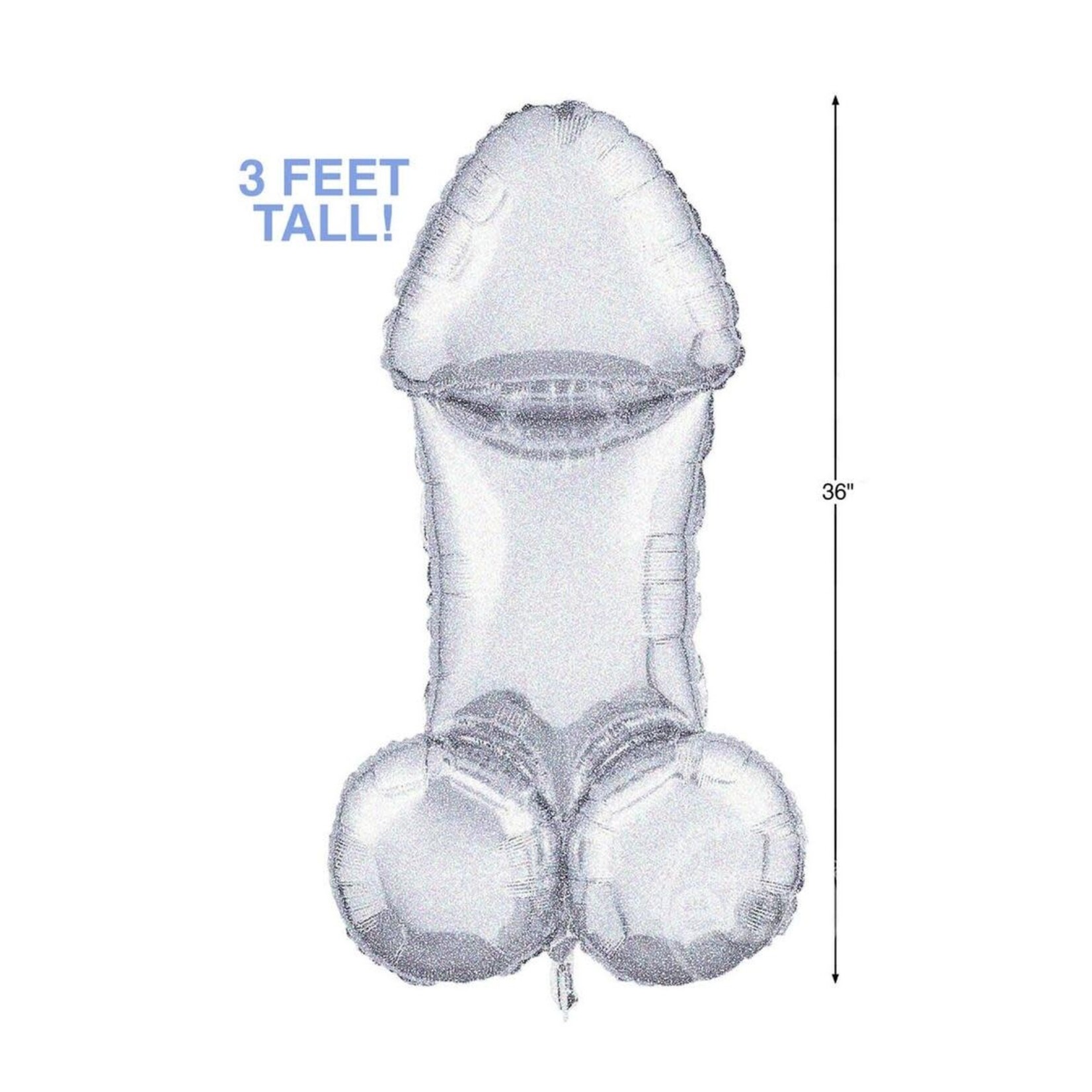 Glitterati Disco Penis 3Ft. Mylar Balloon - Silver/Black