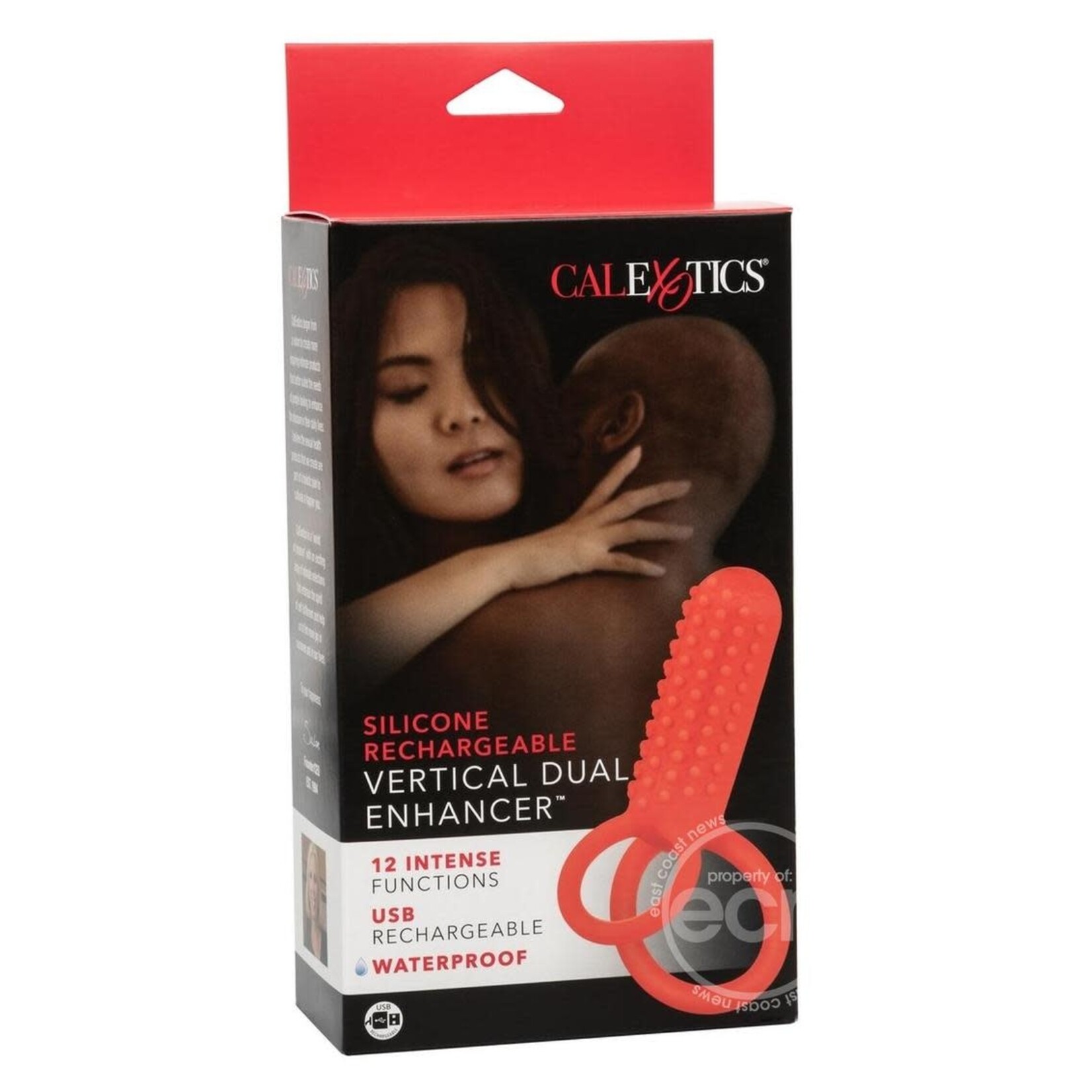 Couple's Enhancers Silicone Rechargeable Vertical Dual Enhancer - Red