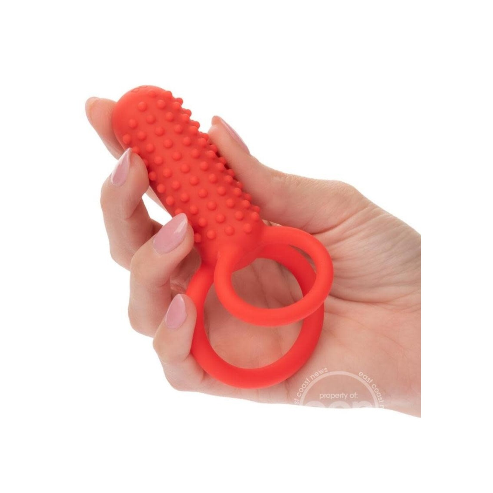 Couple's Enhancers Silicone Rechargeable Vertical Dual Enhancer - Red