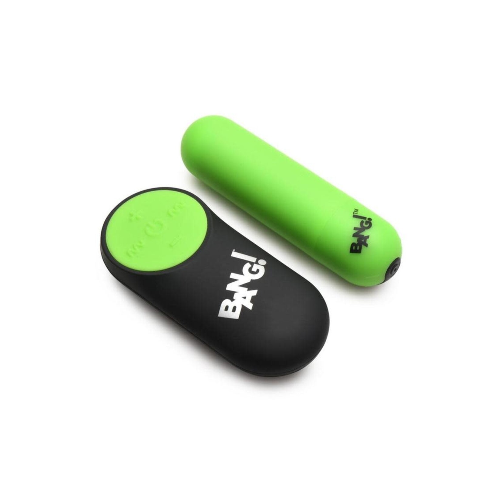 Bang! 28X Glow in The Dark Rechargeable Silicone Bullet with Remote - Green
