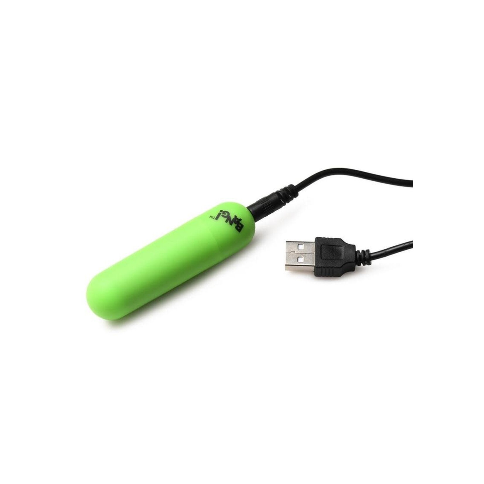 Bang! 28X Glow in The Dark Rechargeable Silicone Bullet with Remote - Green