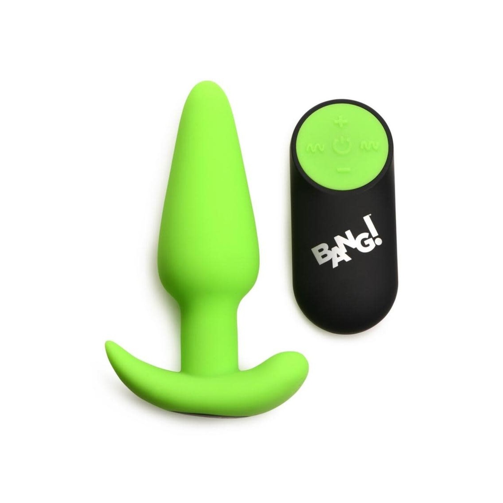 Bang! 21X Glow in The Dark Rechargeable Silicone Butt Plug with Remote - Green