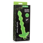 Bang! 28X Glow in the Dark Silicone Rechargeable Anal Beads with Remote - Green