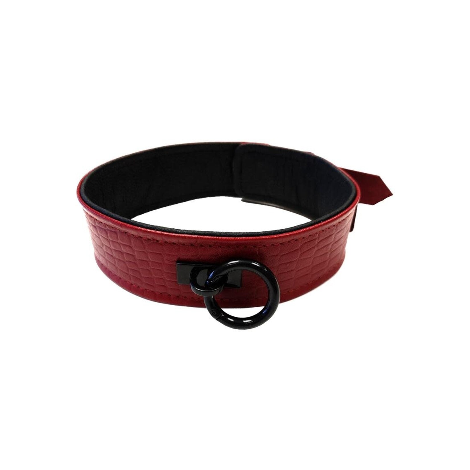 Rouge Anaconda Leather Adjustable Collar 1 Ring - Burgundy