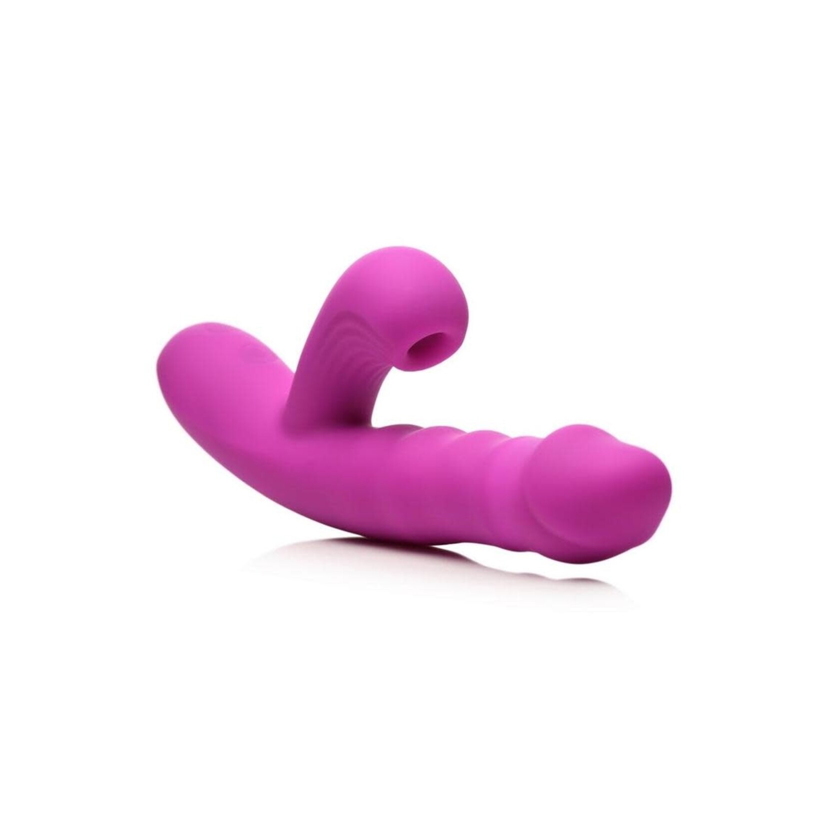 Bang! Thrusting & Sucking Rechargeable Silicone Rabbit Vibrator - Purple