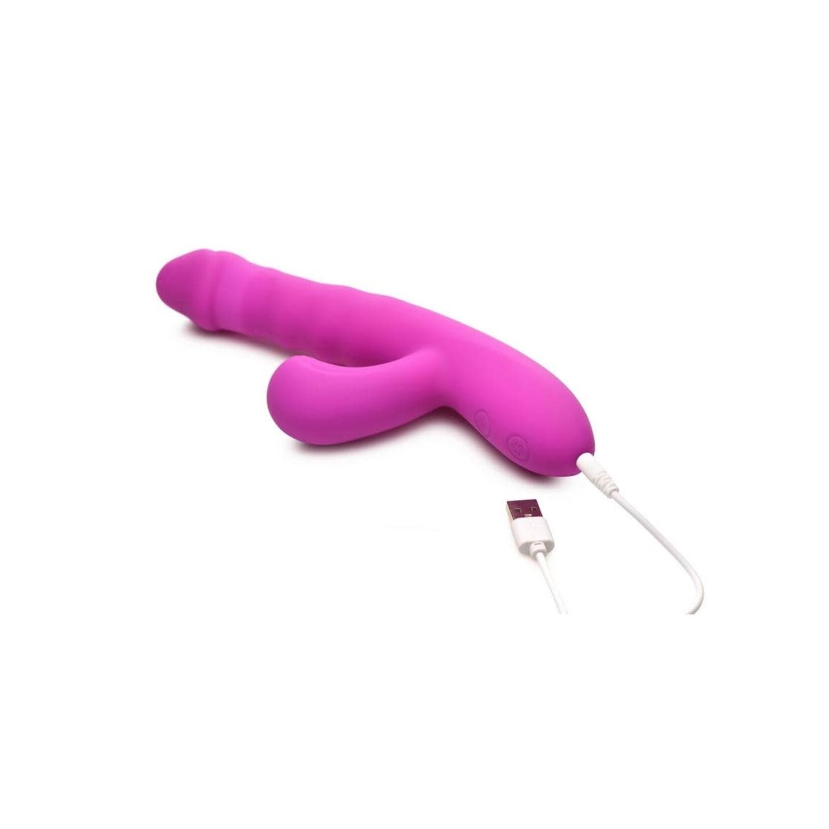 Bang! Thrusting & Sucking Rechargeable Silicone Rabbit Vibrator - Purple