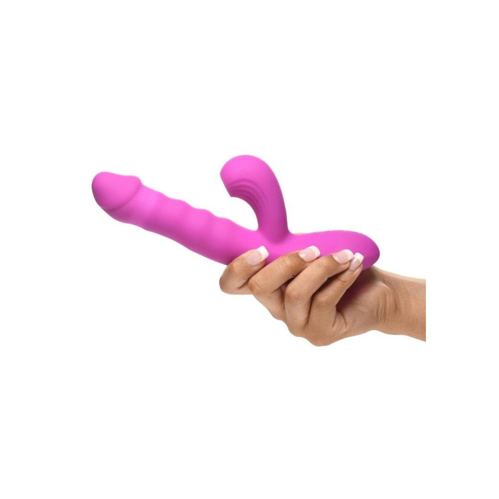 Bang! Thrusting & Sucking Rechargeable Silicone Rabbit Vibrator - Purple