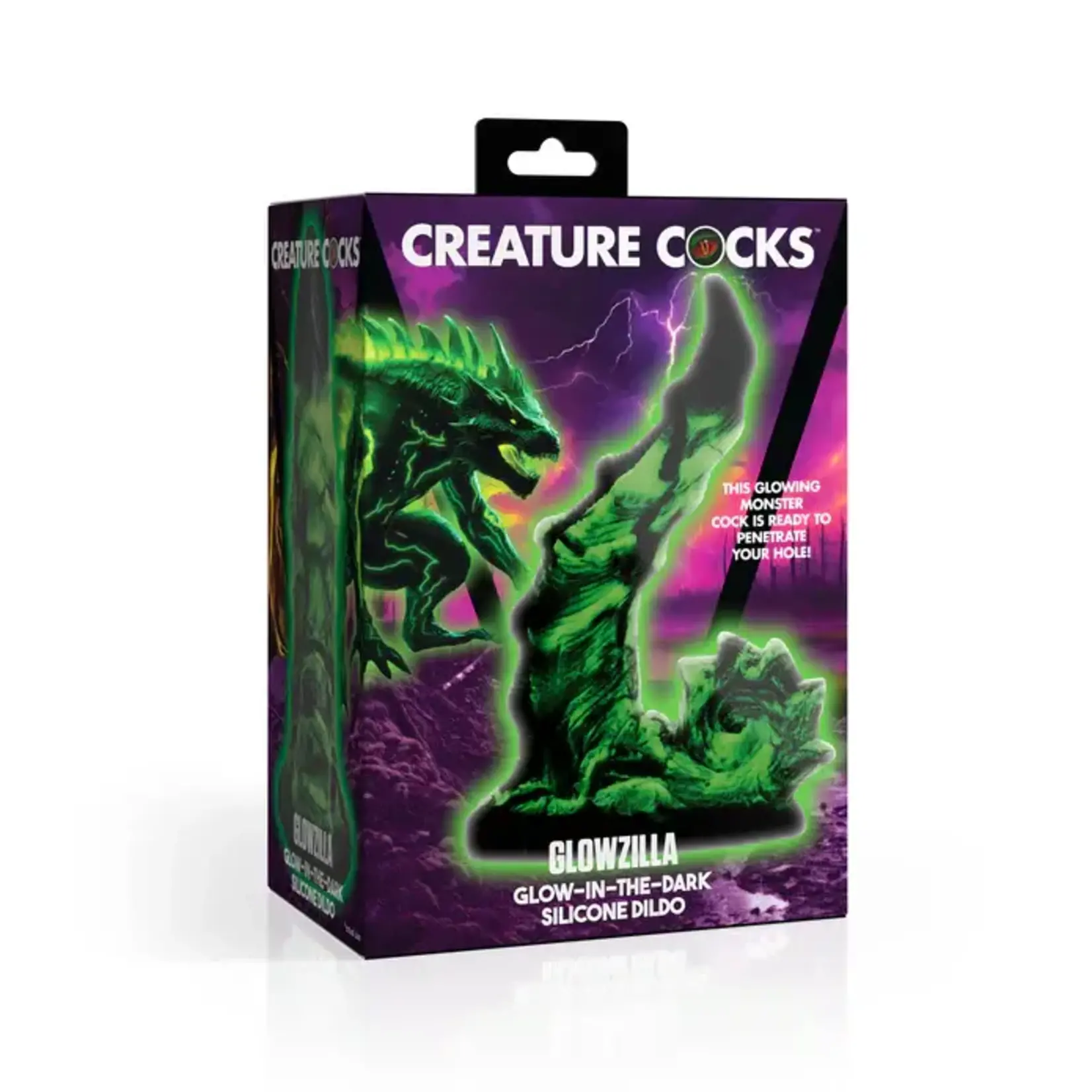 Creature Cocks Glowzilla Glow In The Dark Silicone Dildo - Green/Black