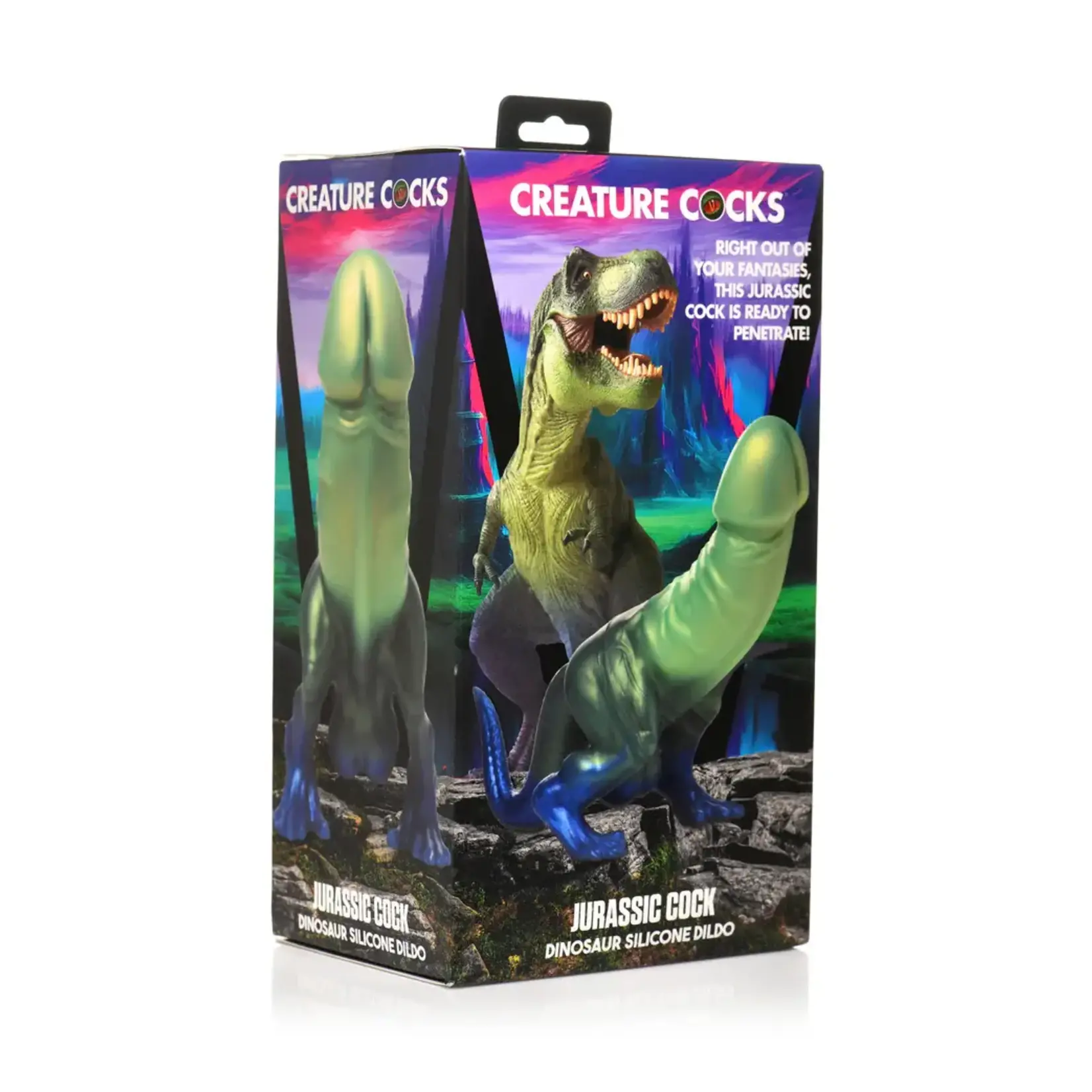 Creature Cocks Jurassic Dock Dinosaur Silicone Dildo - Green/Blue