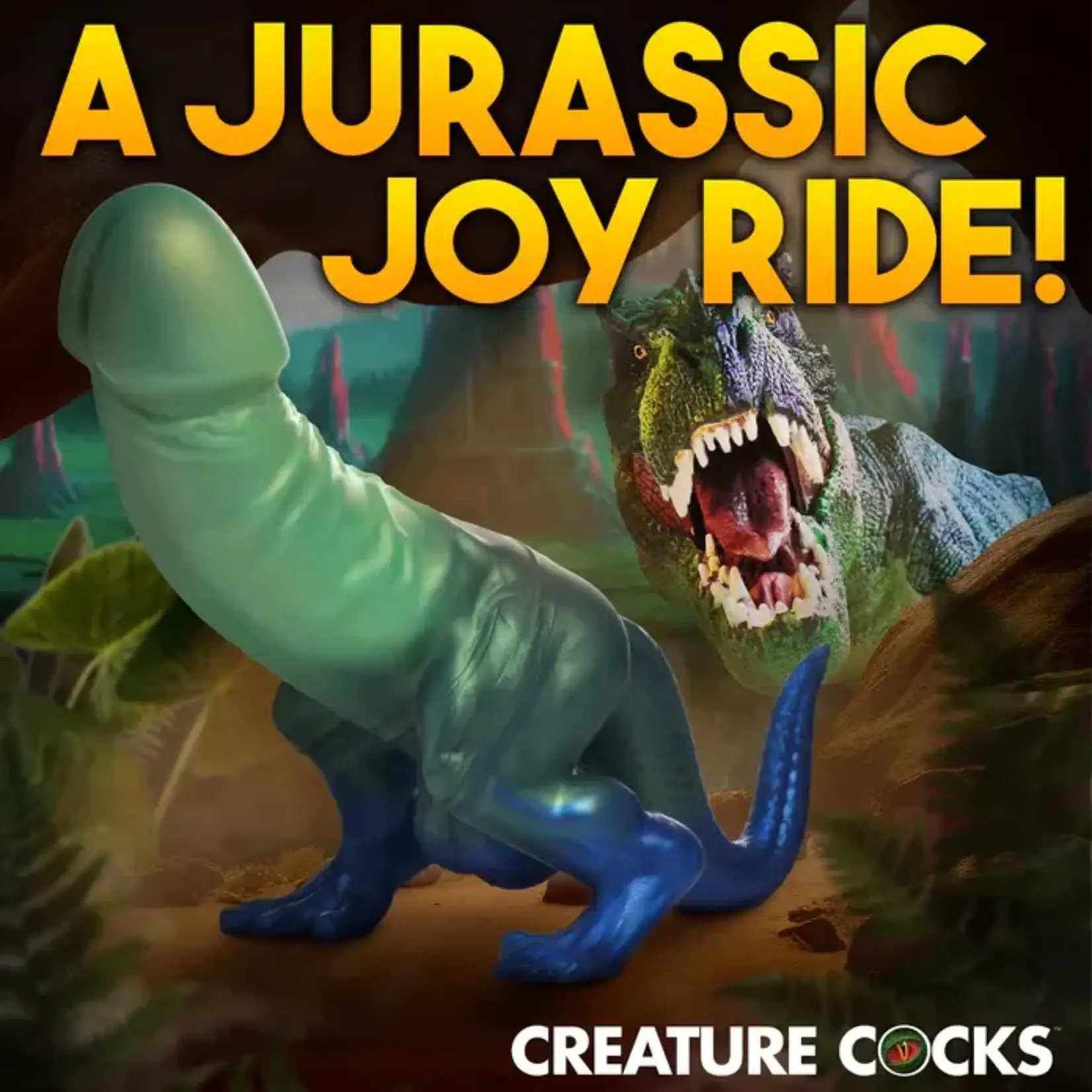 Creature Cocks Jurassic Dock Dinosaur Silicone Dildo - Green/Blue