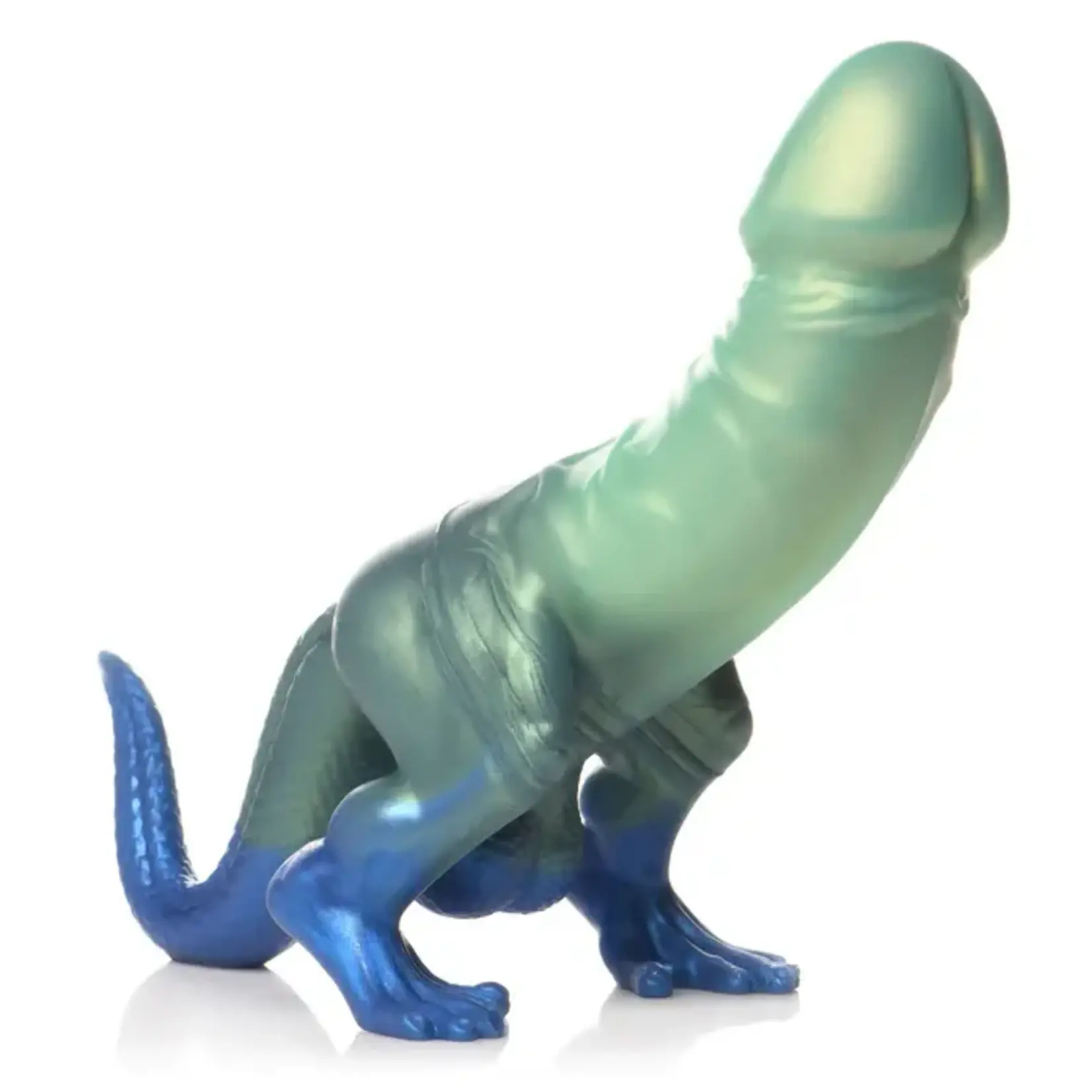 Creature Cocks Jurassic Dock Dinosaur Silicone Dildo - Green/Blue