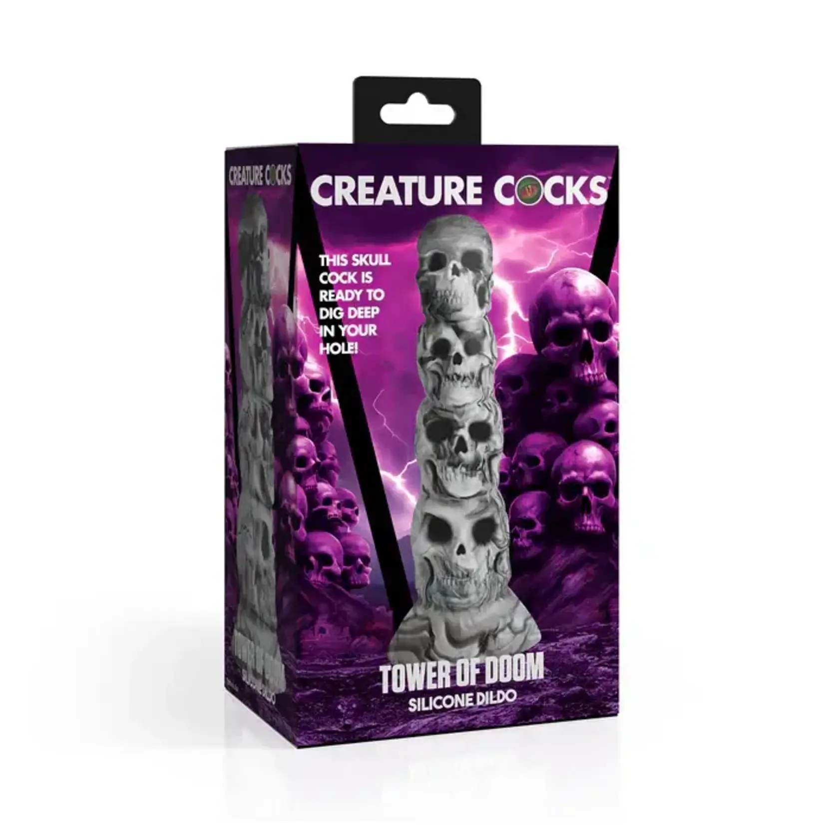 Creature Cocks Tower of Doom Silicone Dildo - Gray/White