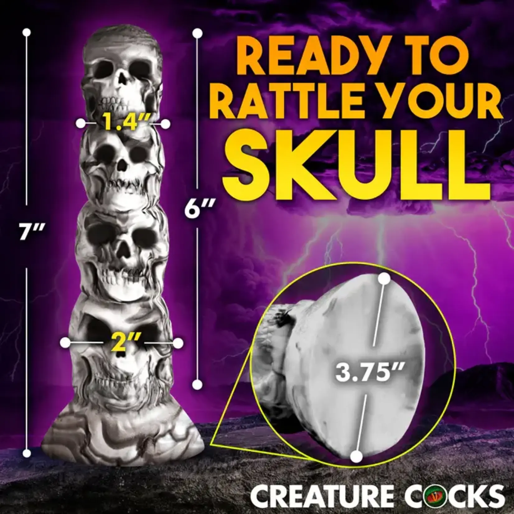 Creature Cocks Tower of Doom Silicone Dildo - Gray/White