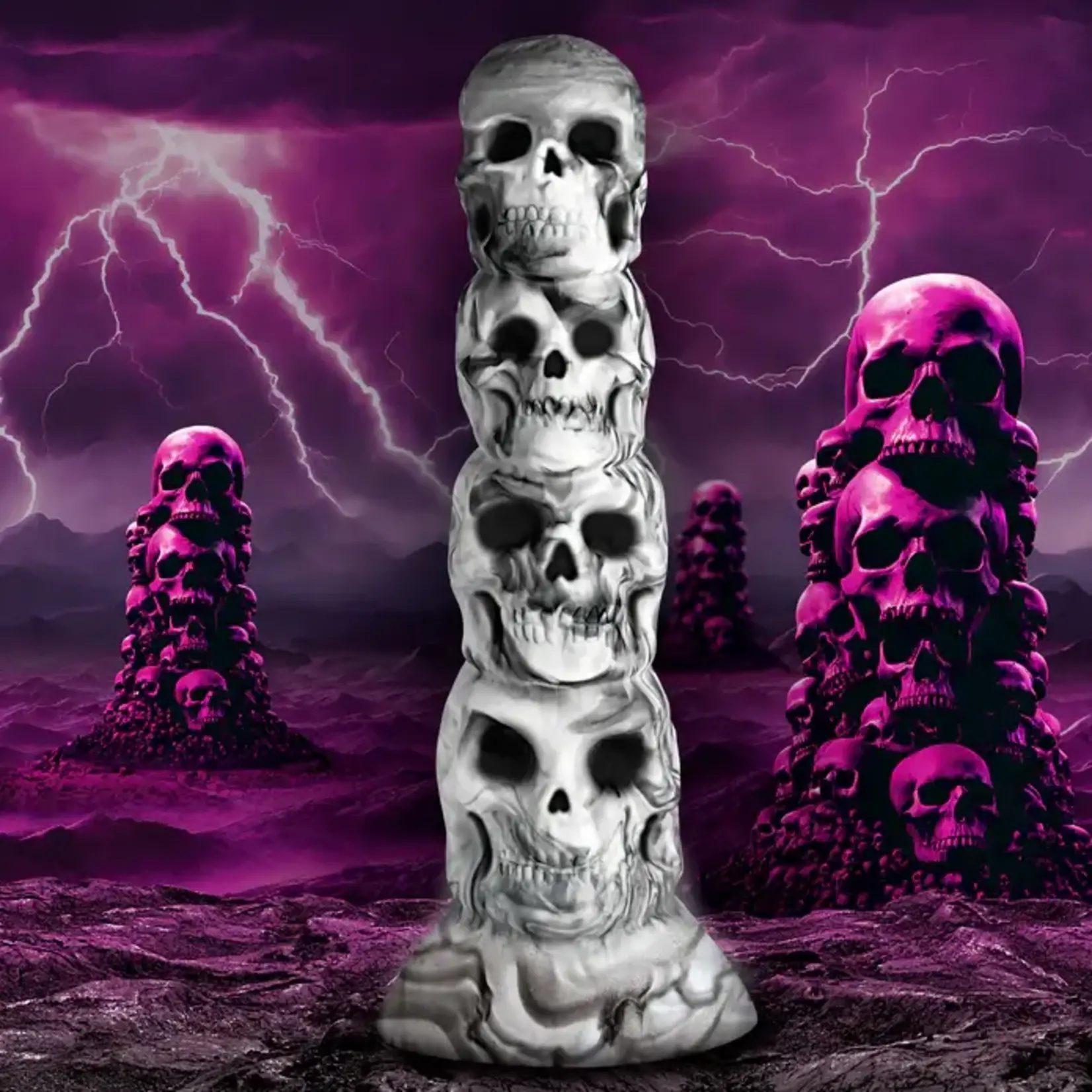 Creature Cocks Tower of Doom Silicone Dildo - Gray/White