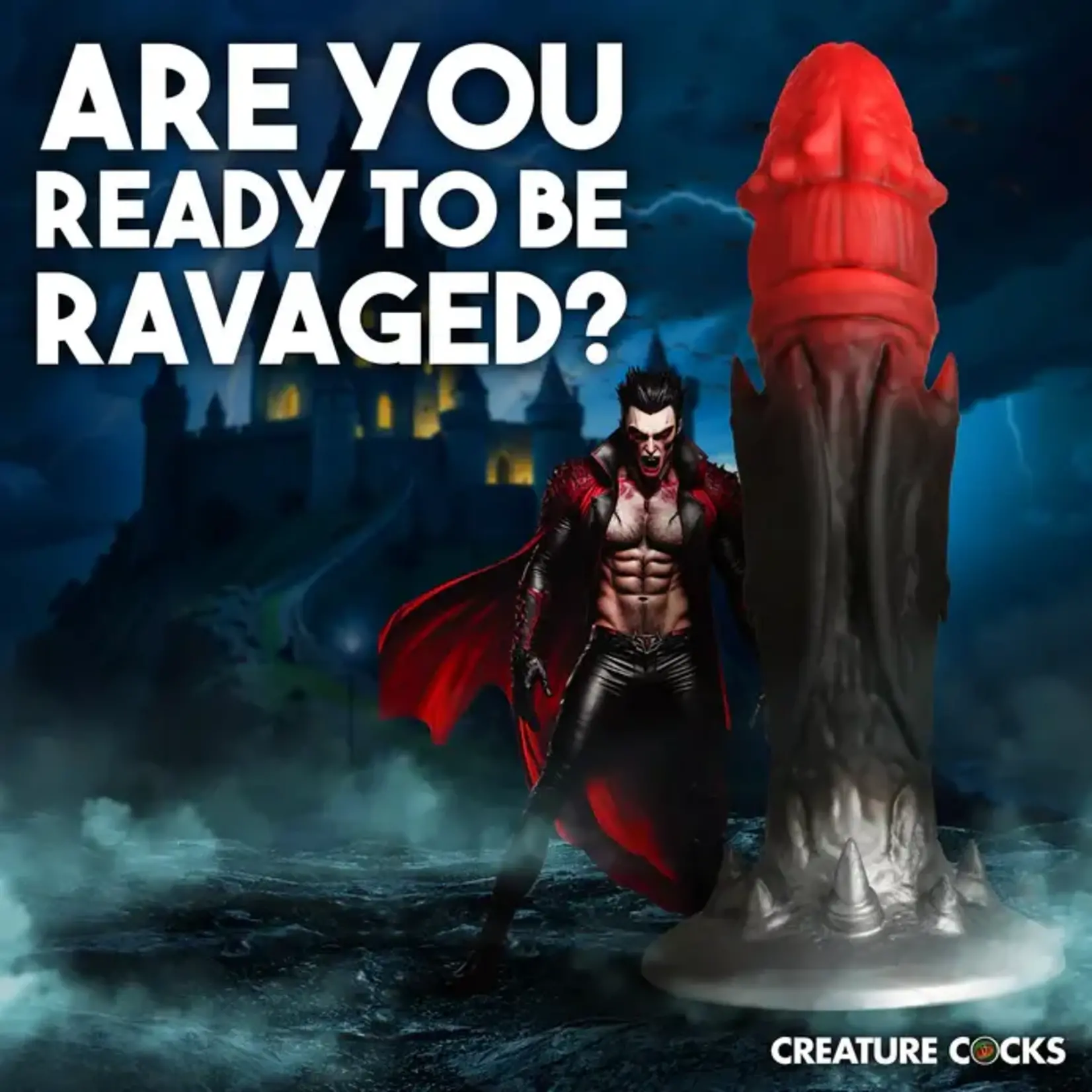 Creature Cocks Count Cockula Silicone Dildo - Black/Red