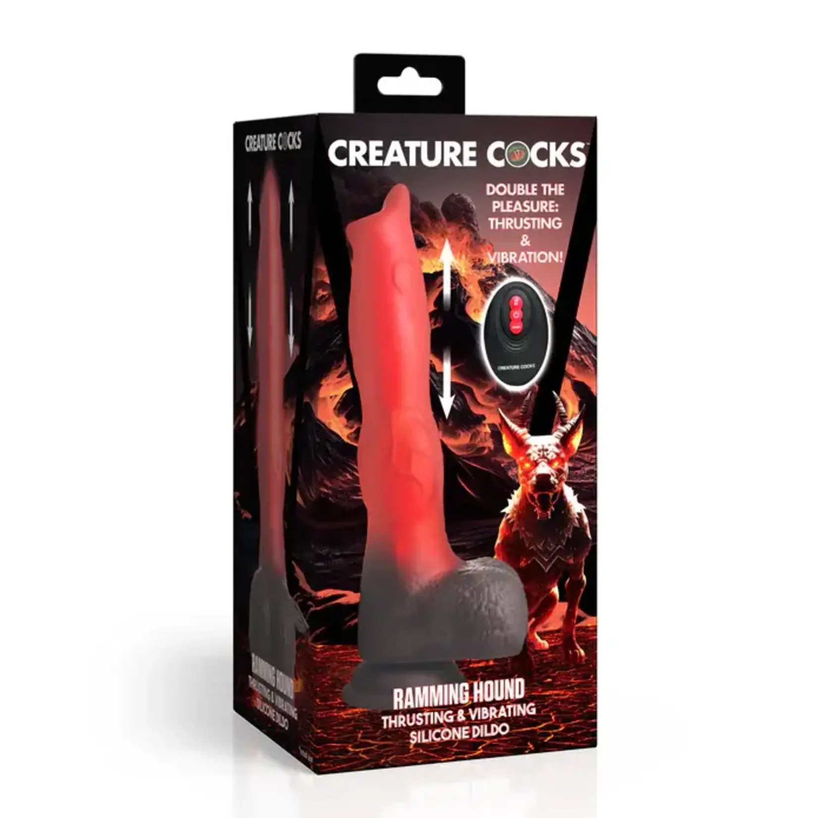 Creature Cocks Ramming Hound Thrusting & Vibrating Rechargeable Silicone Dildo - Red