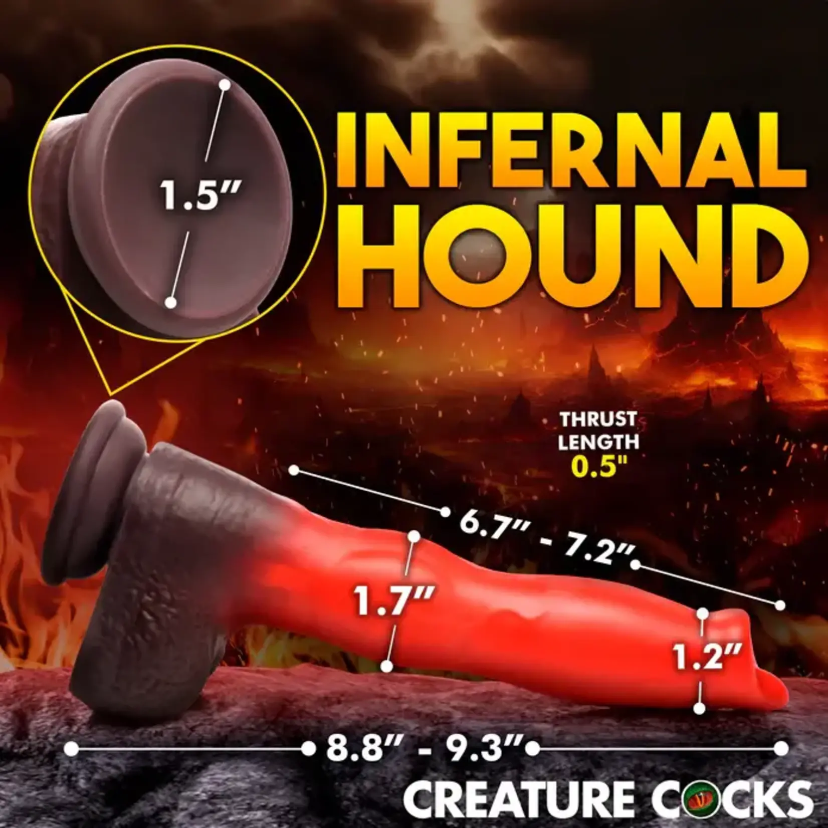 Creature Cocks Ramming Hound Thrusting & Vibrating Rechargeable Silicone Dildo - Red