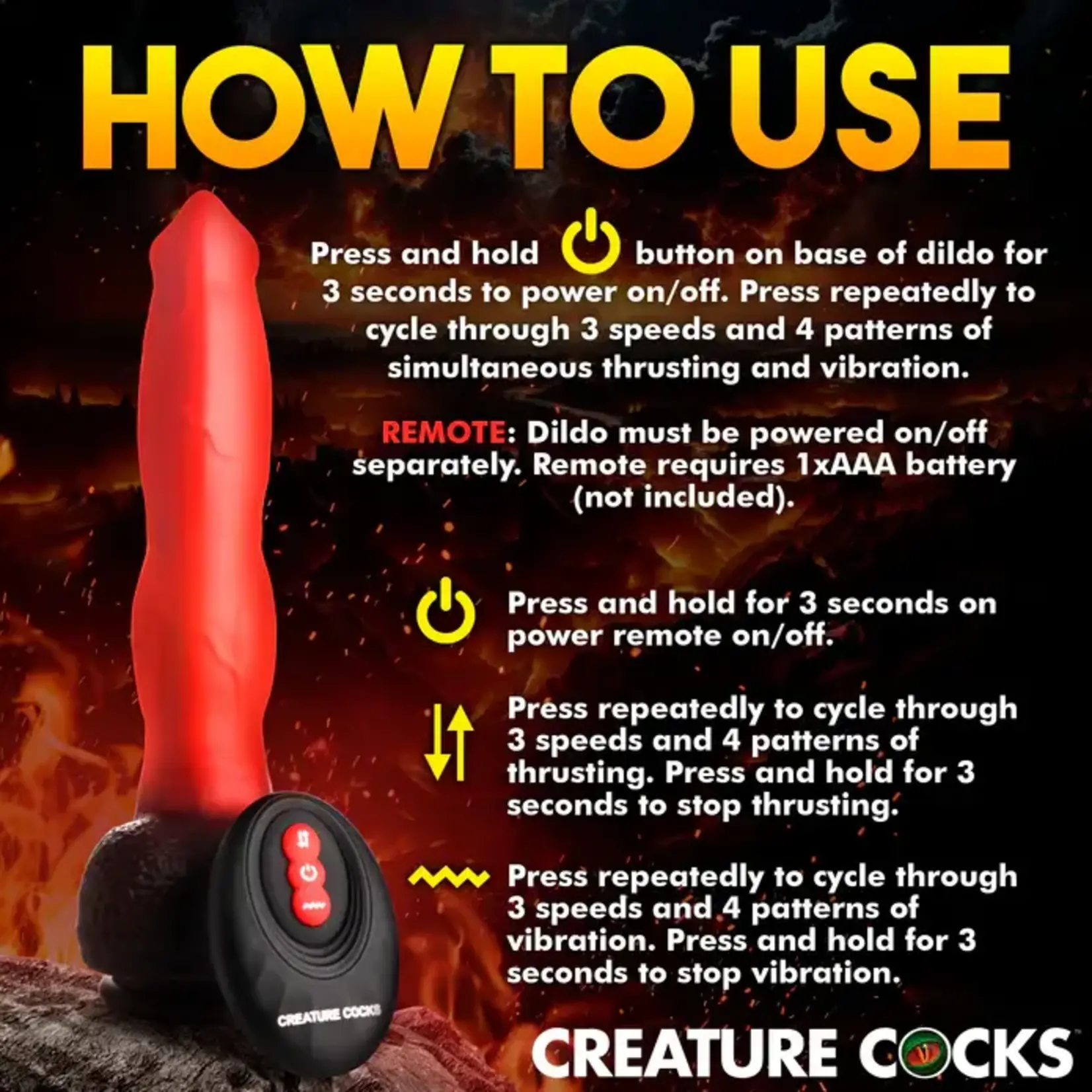 Creature Cocks Ramming Hound Thrusting & Vibrating Rechargeable Silicone Dildo - Red