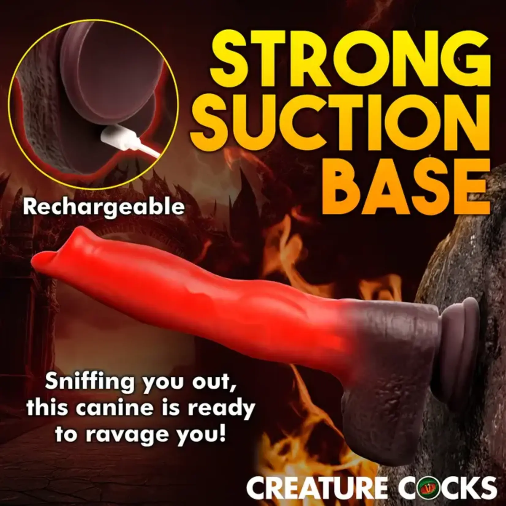 Creature Cocks Ramming Hound Thrusting & Vibrating Rechargeable Silicone Dildo - Red