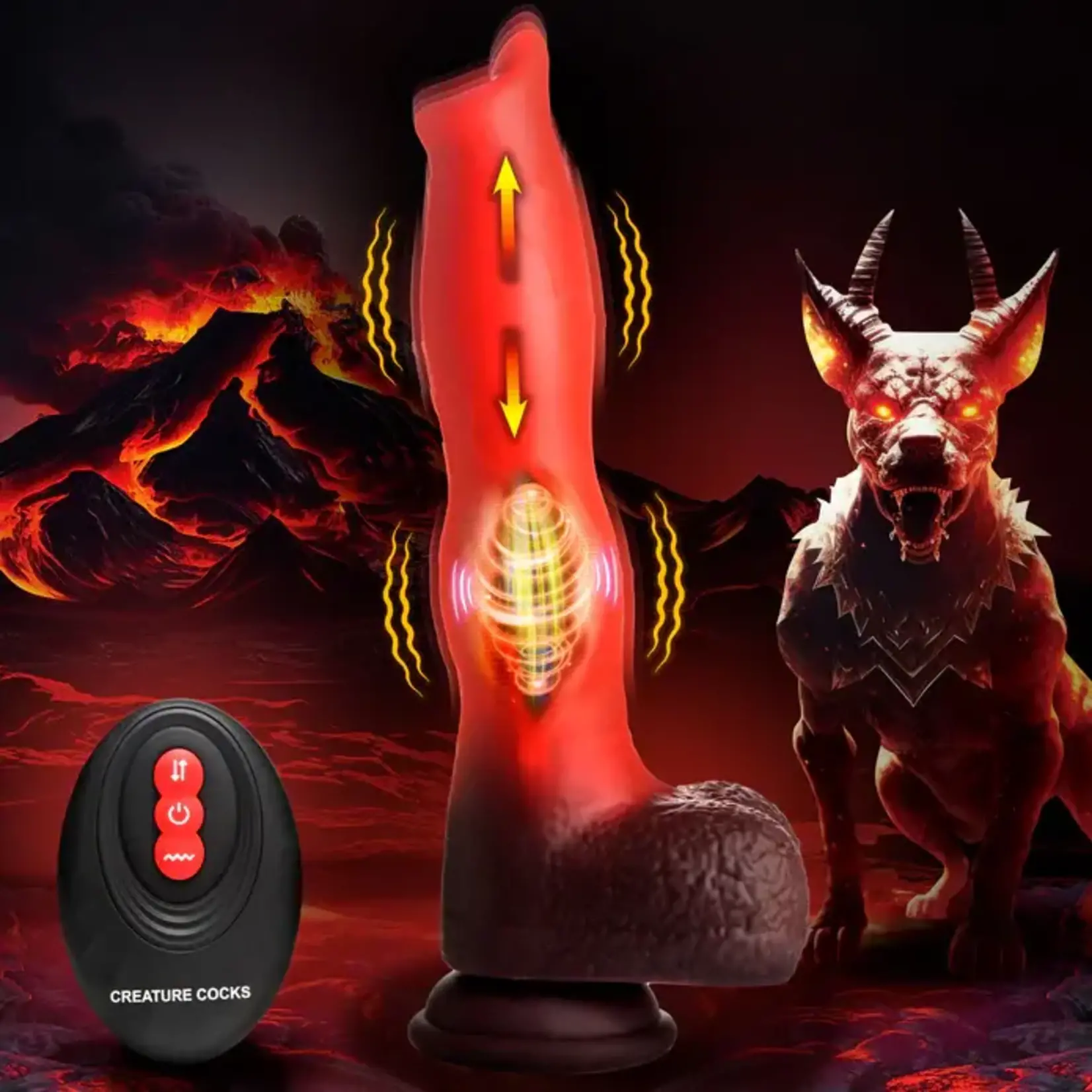 Creature Cocks Ramming Hound Thrusting & Vibrating Rechargeable Silicone Dildo - Red
