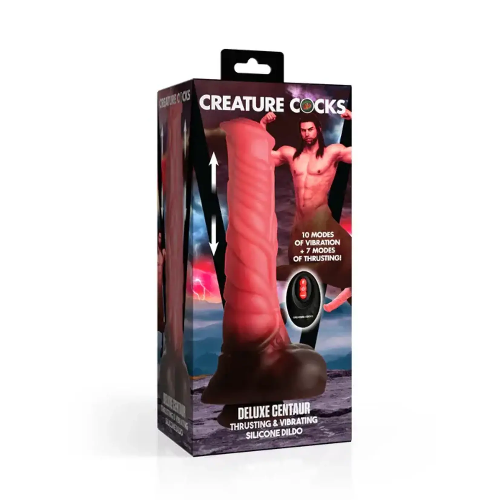 Creature Cocks Deluxe Centaur Thrusting & Vibrating Rechargeable Silicone Dildo - Pink/Brown