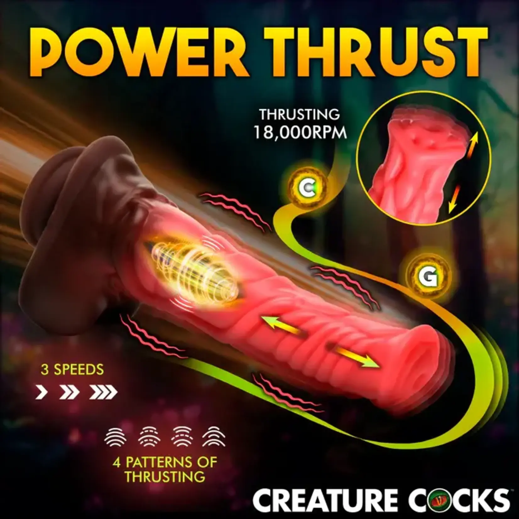 Creature Cocks Deluxe Centaur Thrusting & Vibrating Rechargeable Silicone Dildo - Pink/Brown
