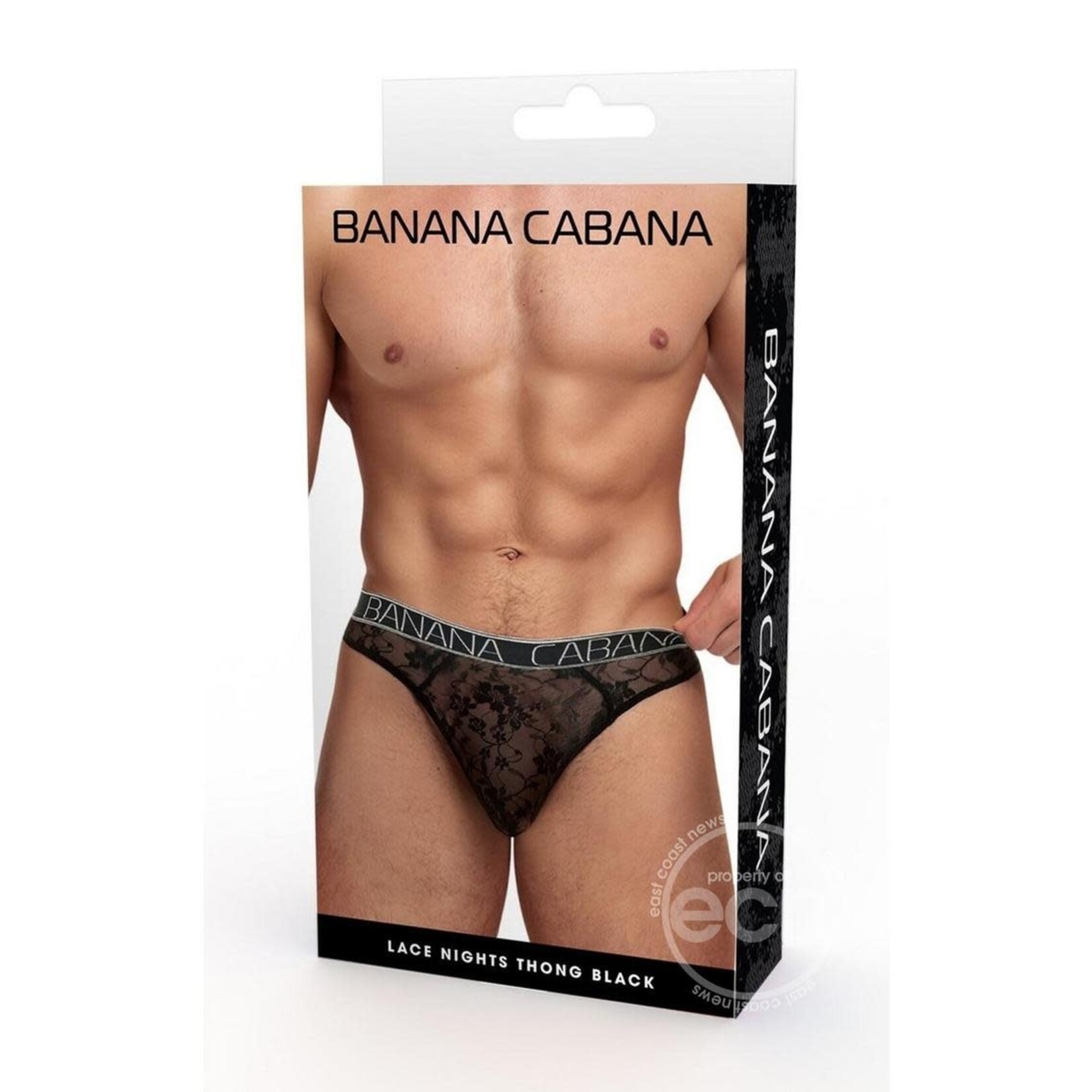 Banana Cabana Lace Nights Thong - Medium/Large - Black
