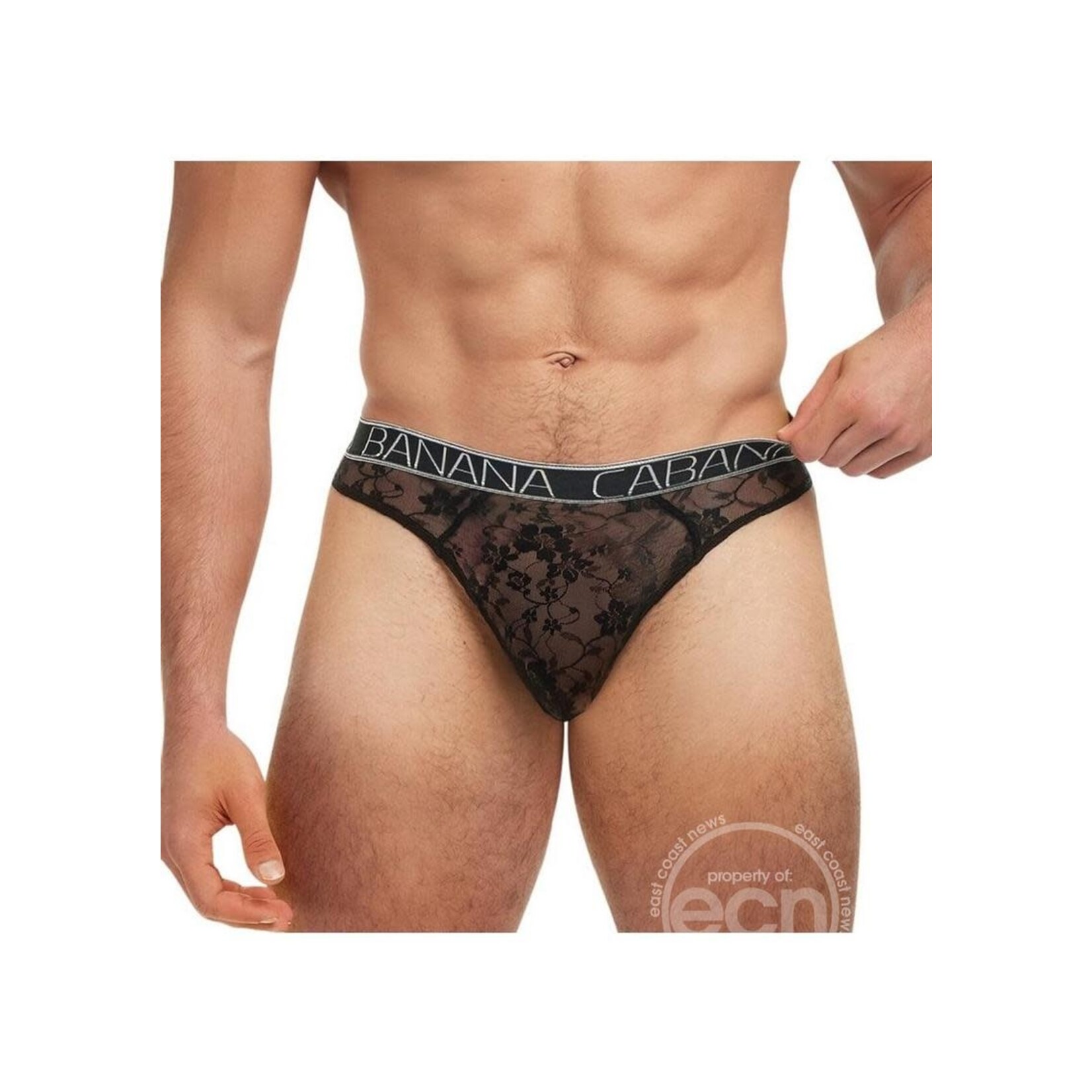 Banana Cabana Lace Nights Thong - Medium/Large - Black