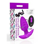 Bang! Rotating Vibrating Rechargeable Silicone Butt Plug with Remote - Purple