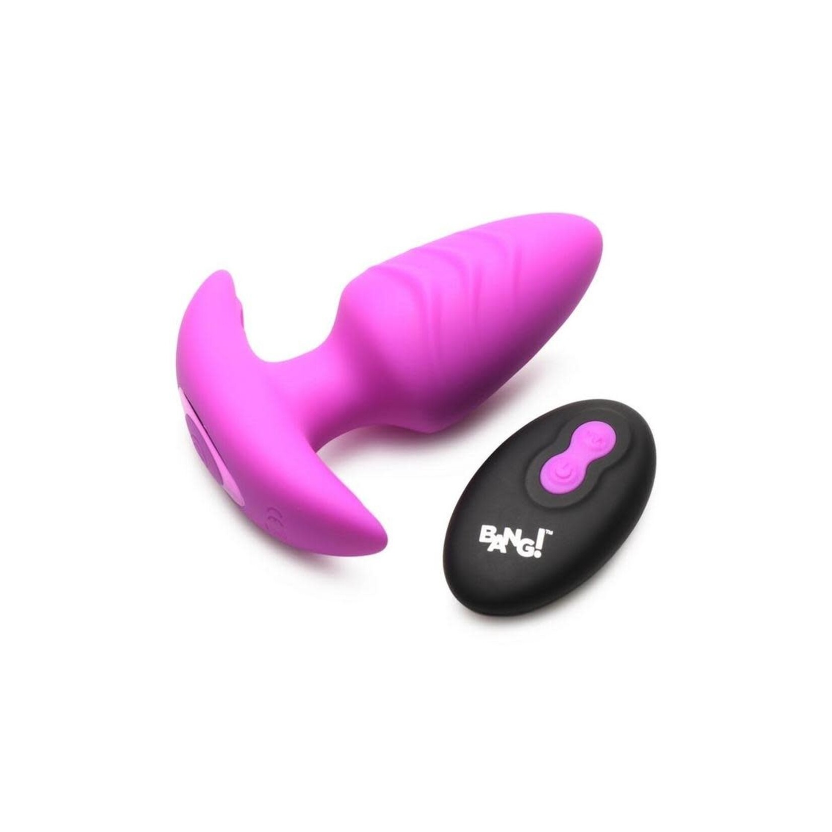 Bang! Rotating Vibrating Rechargeable Silicone Butt Plug with Remote - Purple