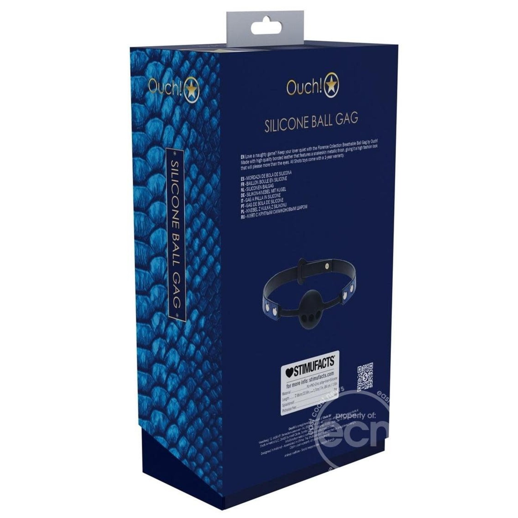 Ouch! Florence Collection Silicone Ball Gag - Blue