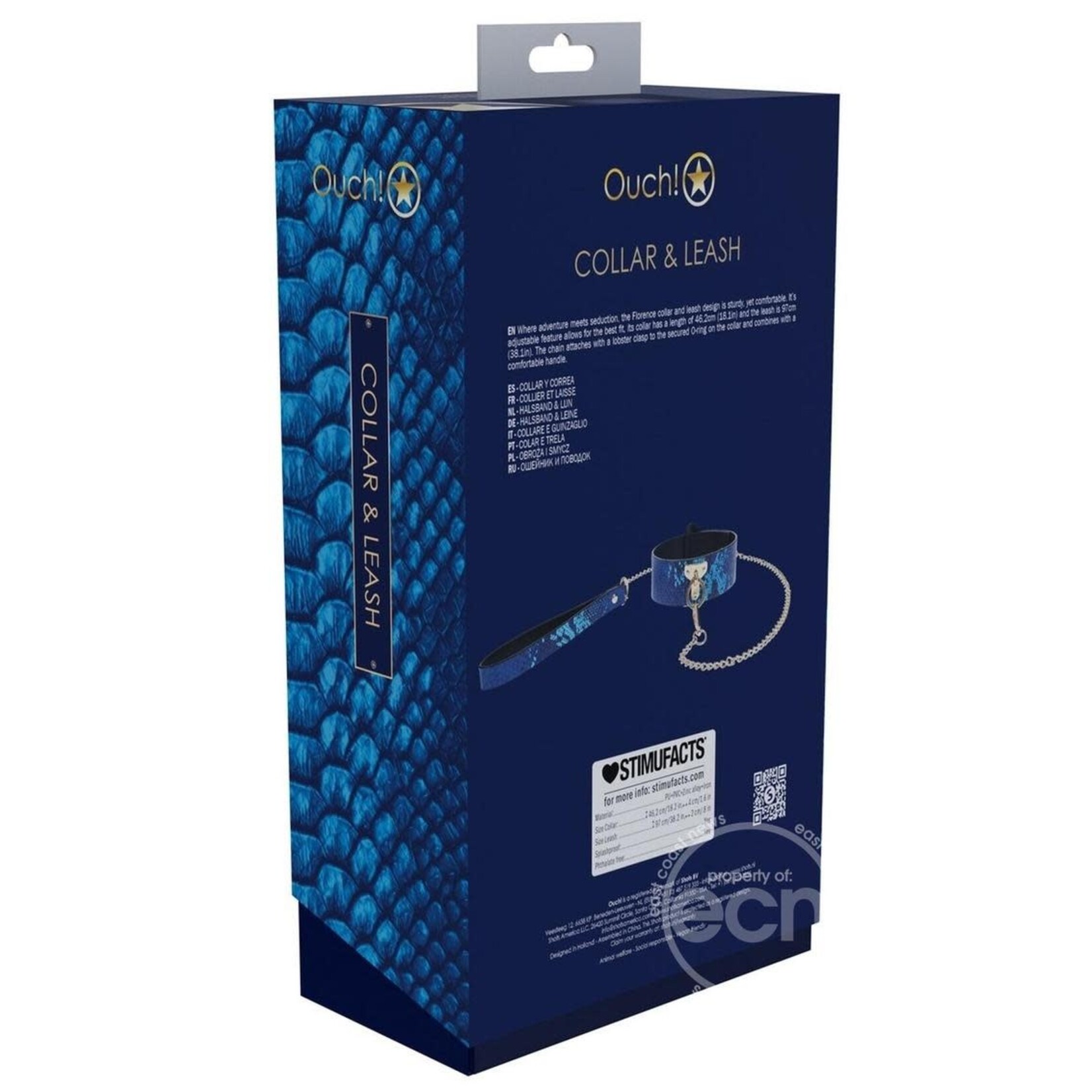 Ouch! Florence Collection Collar with Leash - Blue