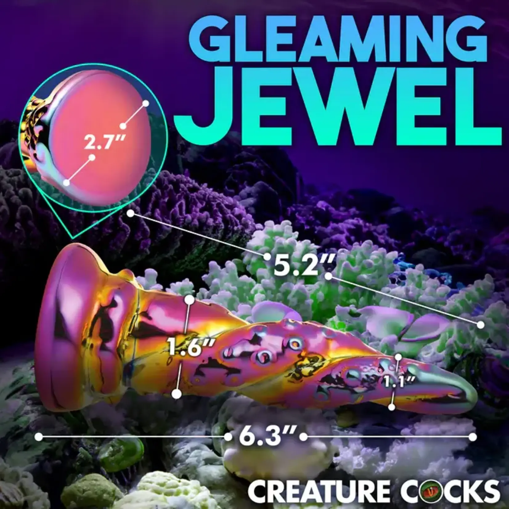 Creature Cocks Enchantress Rainbow Glass Dildo - Multicolor