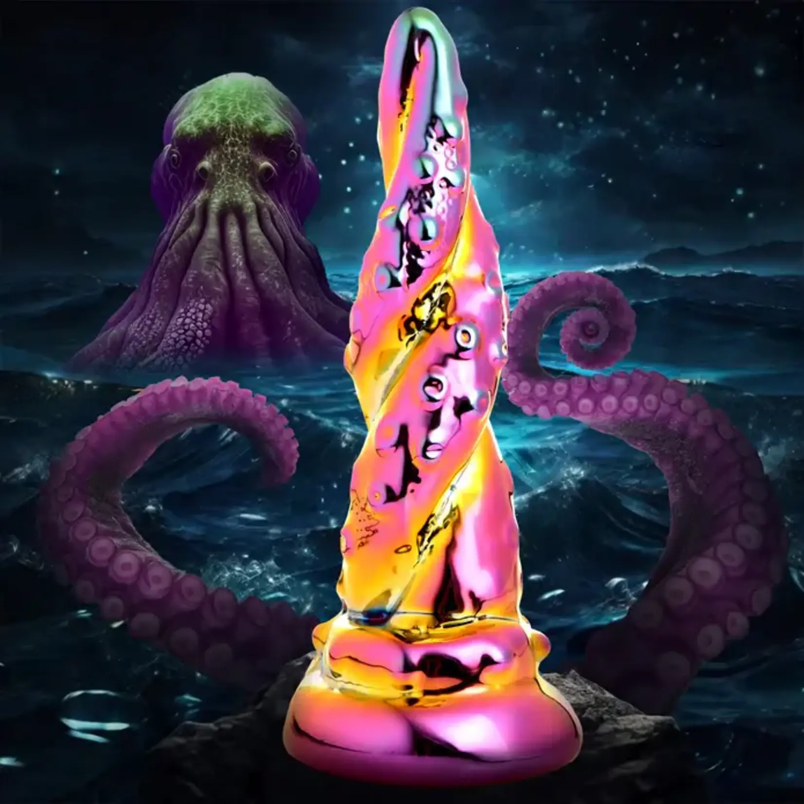 Creature Cocks Enchantress Rainbow Glass Dildo - Multicolor