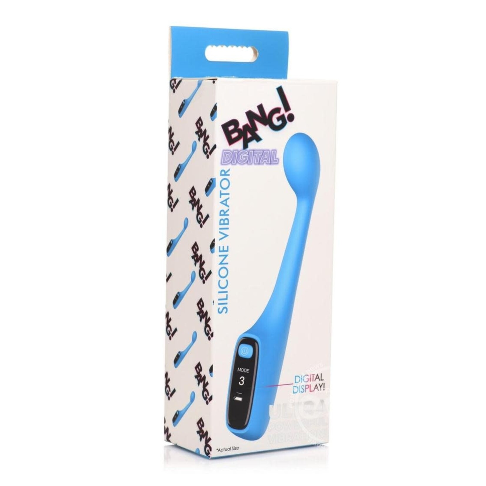 Bang! Digital Rechargeable Silicone G-Spot Vibrator - Blue