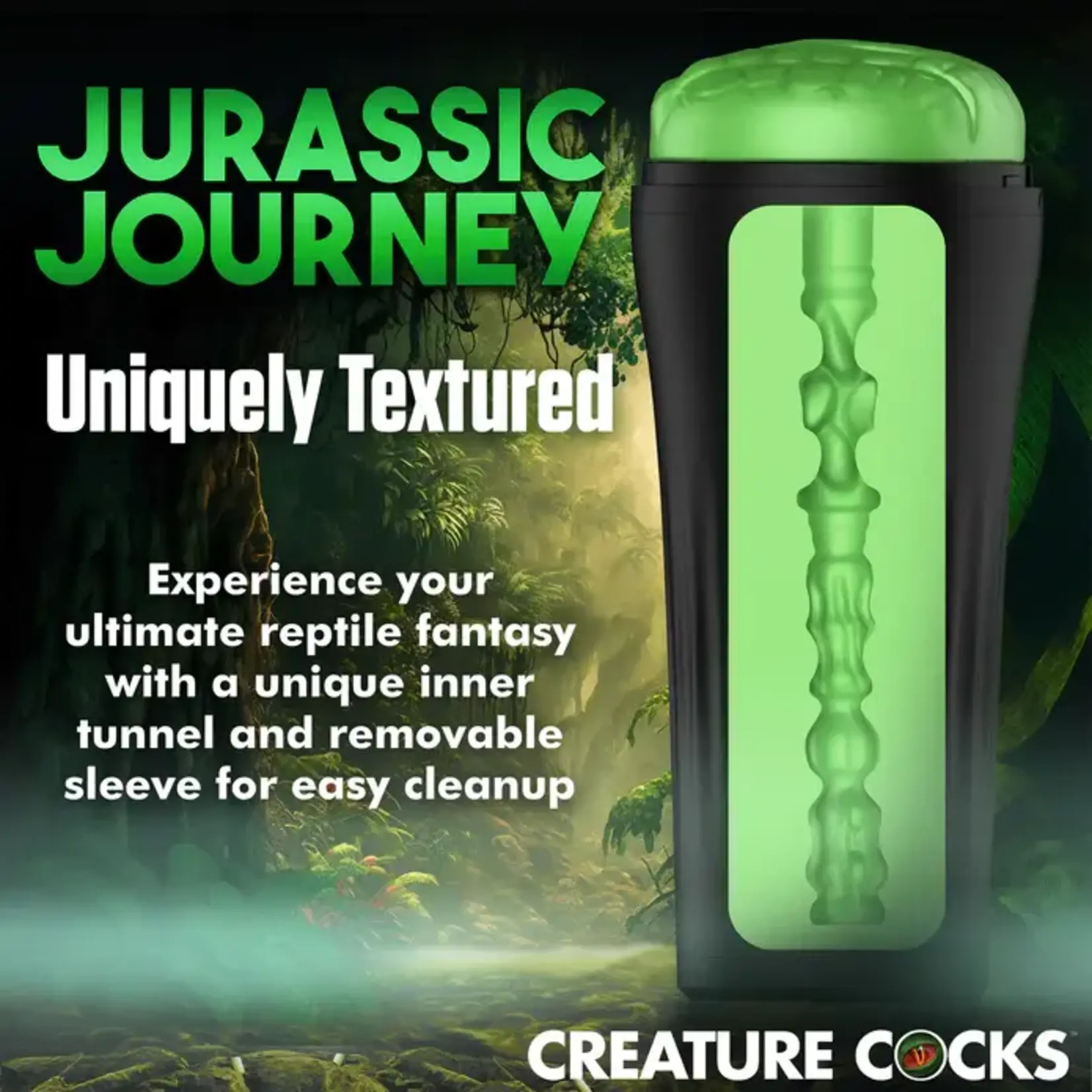 Creature Cocks. Raptor Reptile Stroker - Green/Black