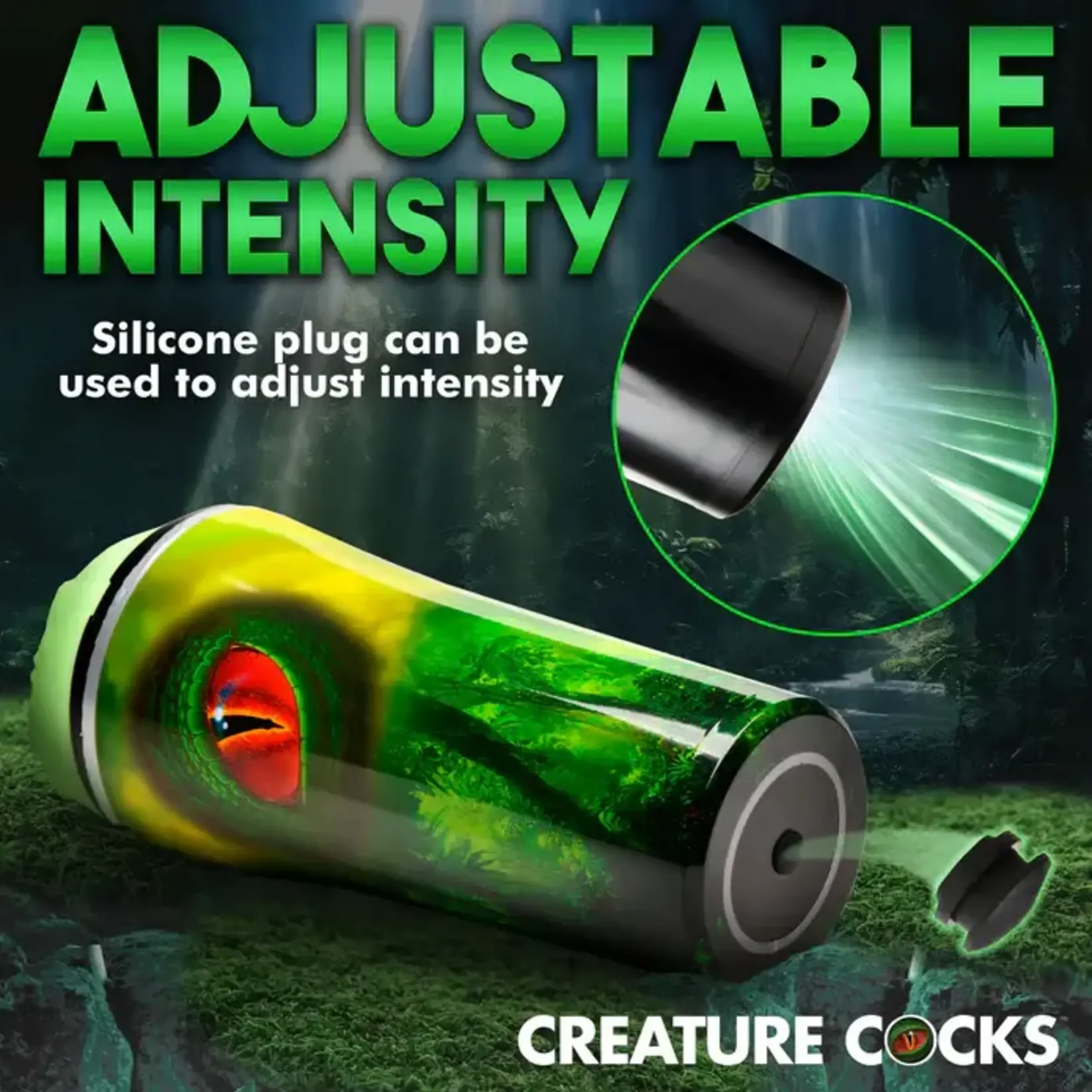 Creature Cocks. Raptor Reptile Stroker - Green/Black