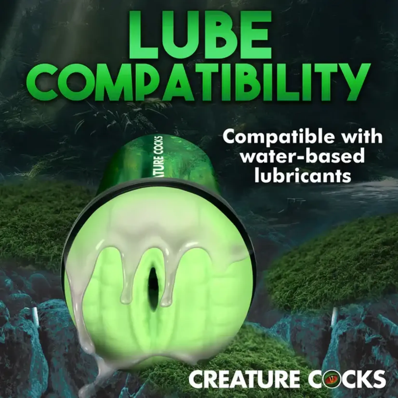 Creature Cocks. Raptor Reptile Stroker - Green/Black