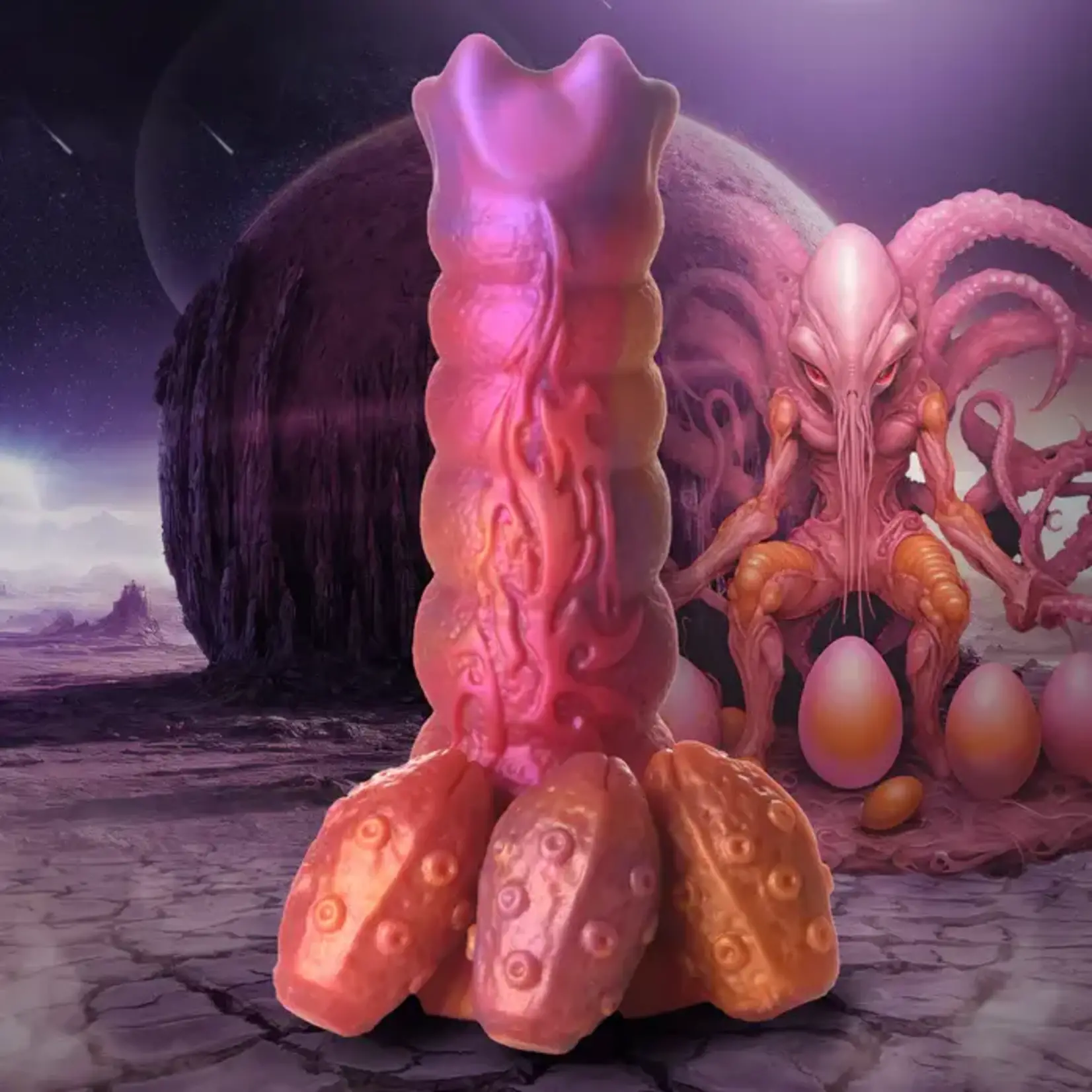 Creature Cocks Nymphoid Ovipositor Silicone Dildo - Multicolor