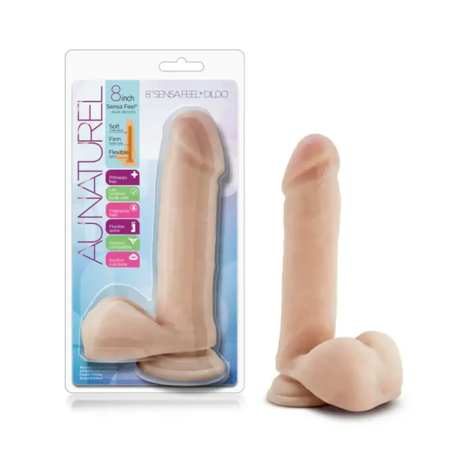 Au Naturel Sensa Feel Dildo With Suction Cup 8in - Vanilla