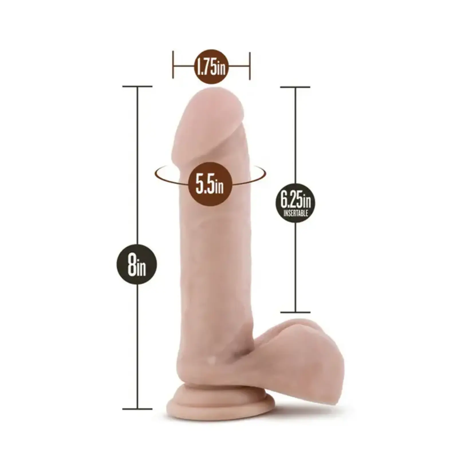 Au Naturel Sensa Feel Dildo With Suction Cup 8in - Vanilla