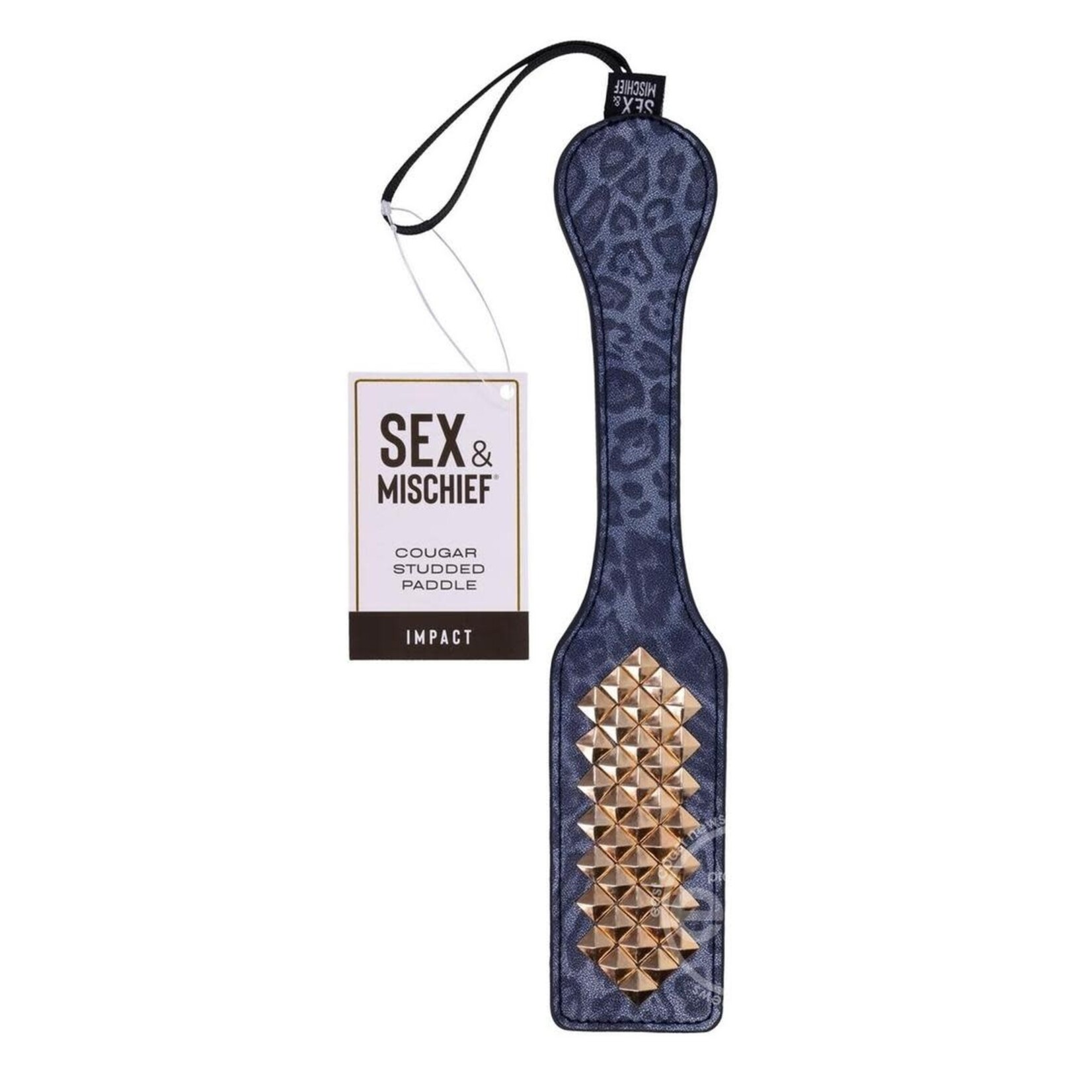 Sex & Mischief Cougar Studded Paddle - Navy/Gold