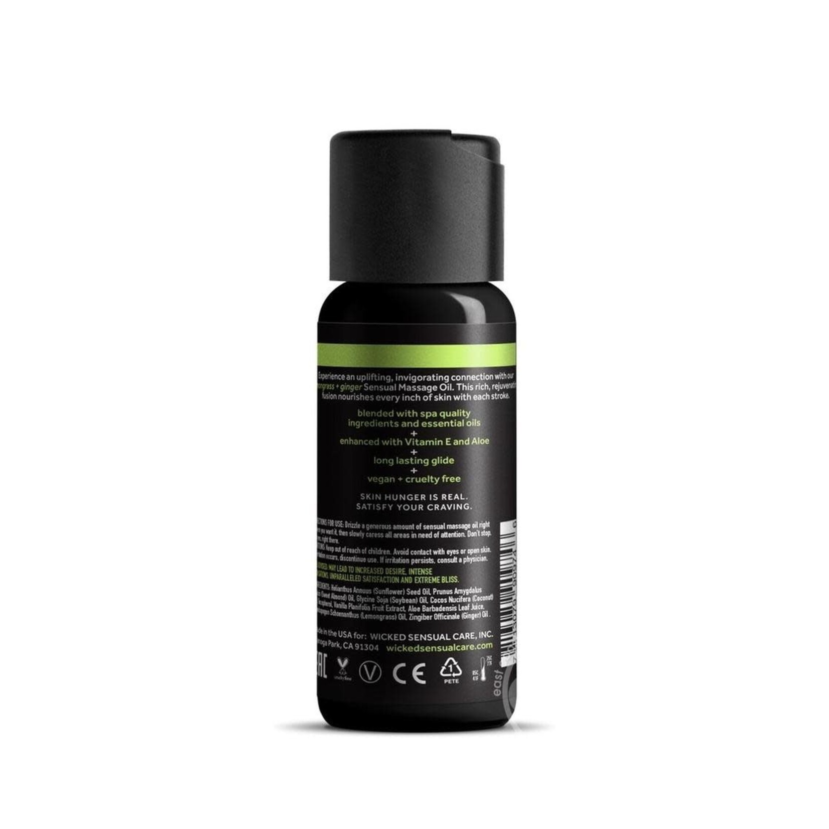 Wicked Sensual Massage Oil 4oz - Lemongrass And Ginger